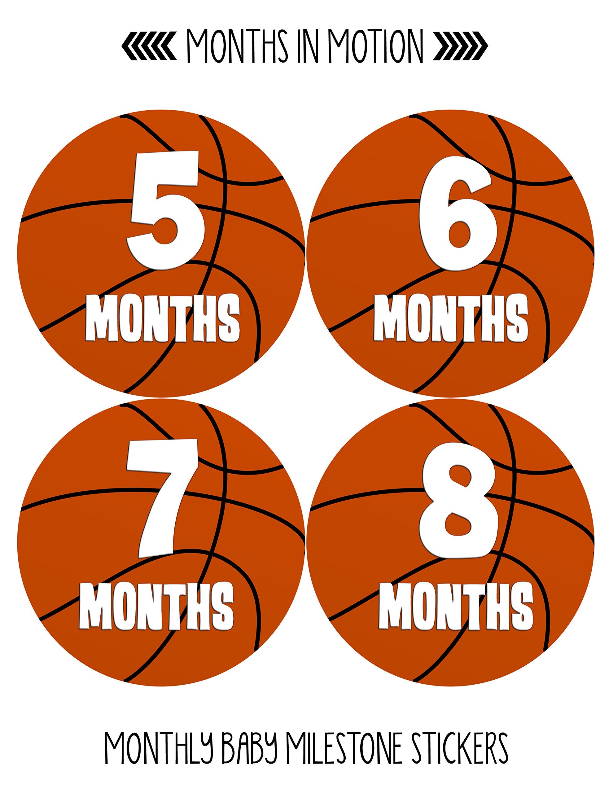 Baby Monthly Stickers   Monthly Milestone Stickers   Baby Month Stickers For Boy   Basketball Sports   Style 225