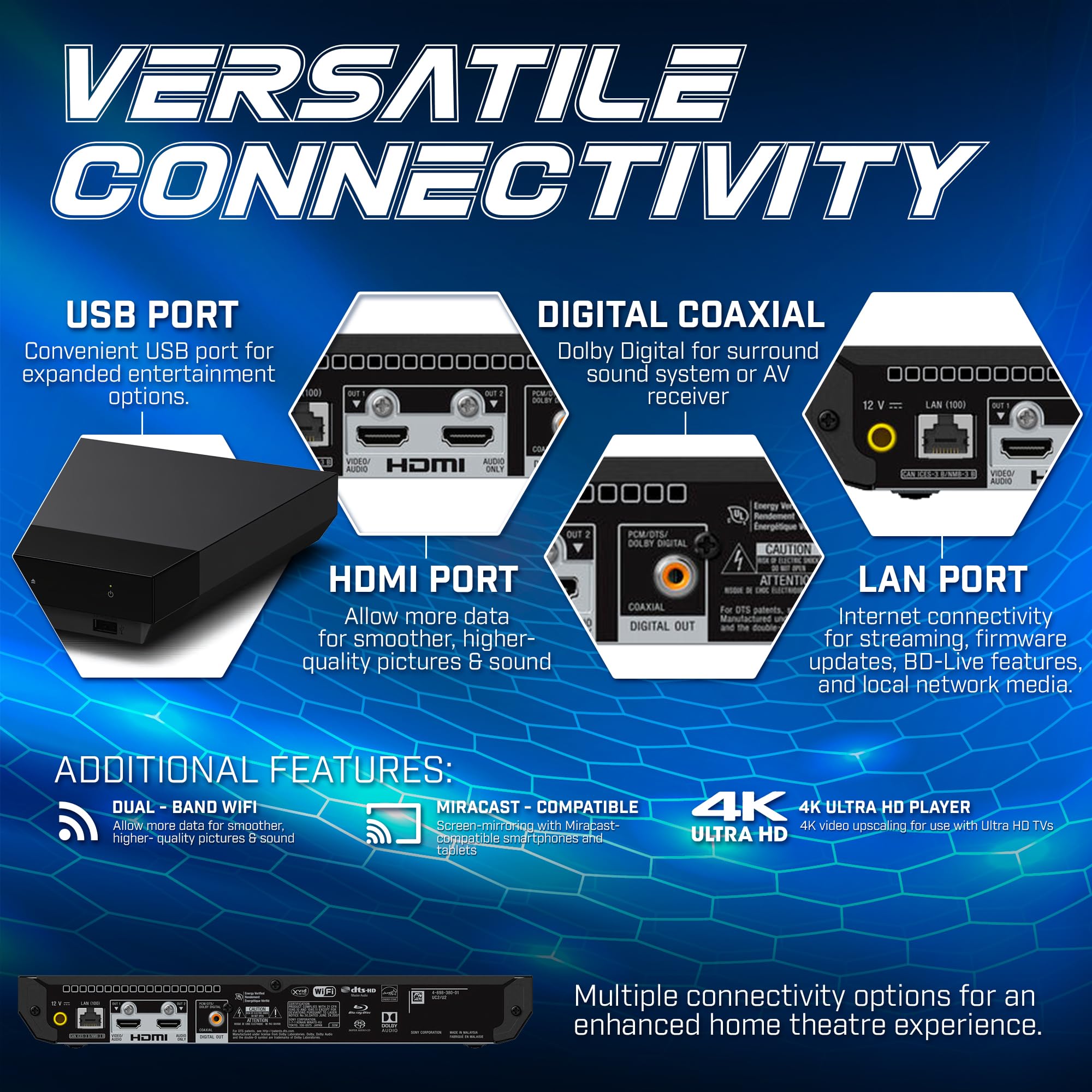 Region Free 4K Uhd Blu Ray Player Compatible With Sony Ubp X700M | Multi Region Code Free | Uhd 4K Playback, Blu Ray Zone A, B,