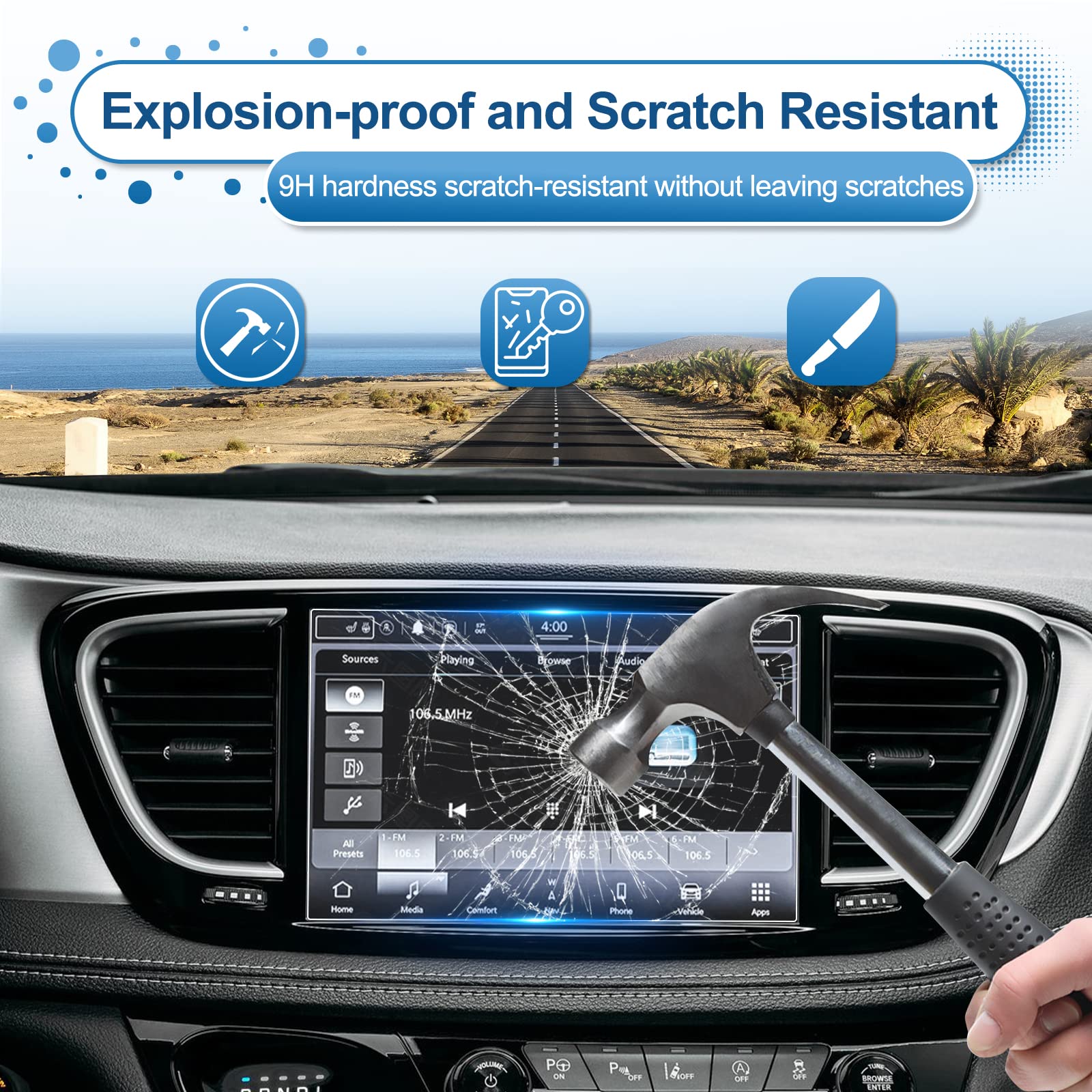 Coleya 2021 2023 2024 Pacifica Screen Protector For Chrysler Pacifica (Touring/Touring L/Pinnacle/Limited/Select) 10.1 Inch Touc