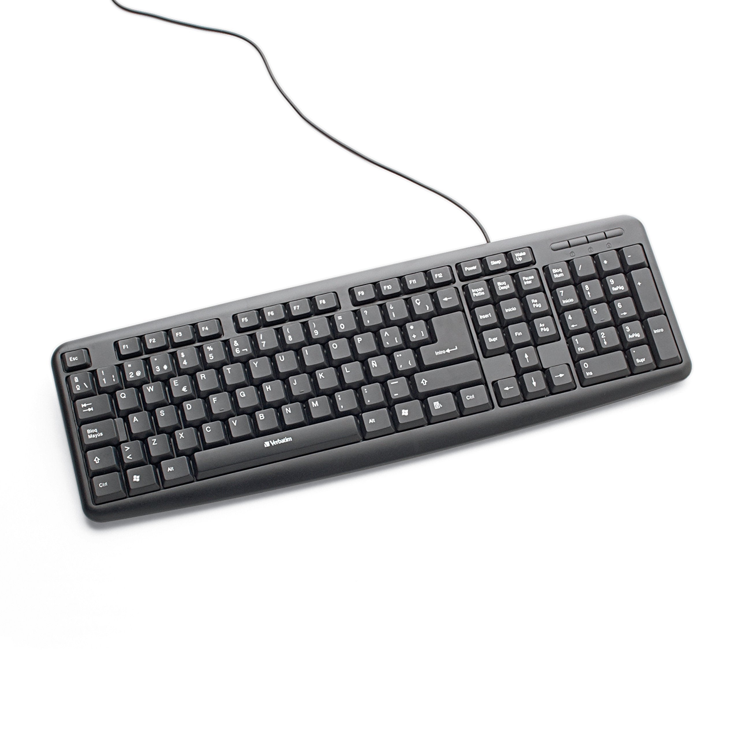 Verbatim Slim Corded Usb Keyboard   Black (Spanish)   98121