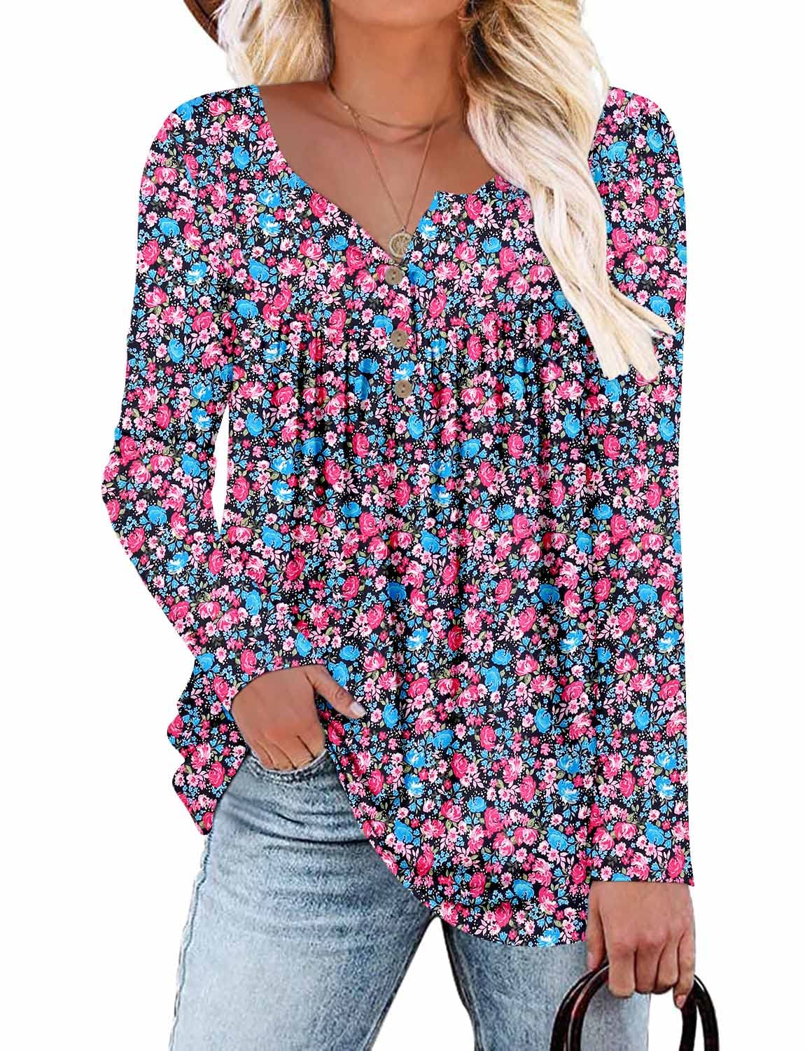 Roselinlin Tunic Tops To Wear With Leggings 2022 Button Down Pullover Shirt Long Sleeve Xxl