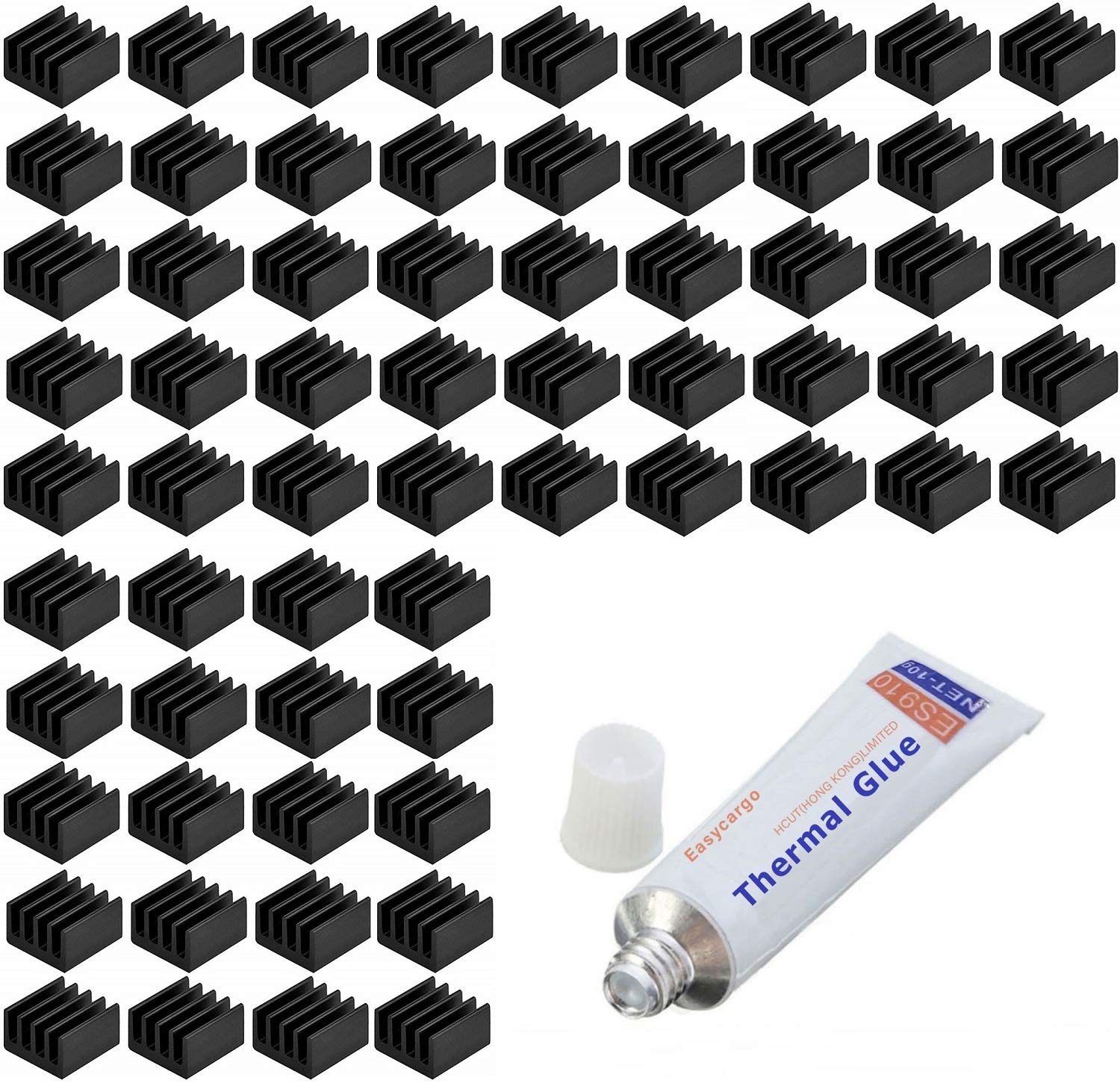 Easycargo 100Pcs Vrm 9Mm Heatsink Kit + 10G Thermal Conductive Adhesive Silicone Glue, Small Mini Cooler Heat Sink For Cooling V