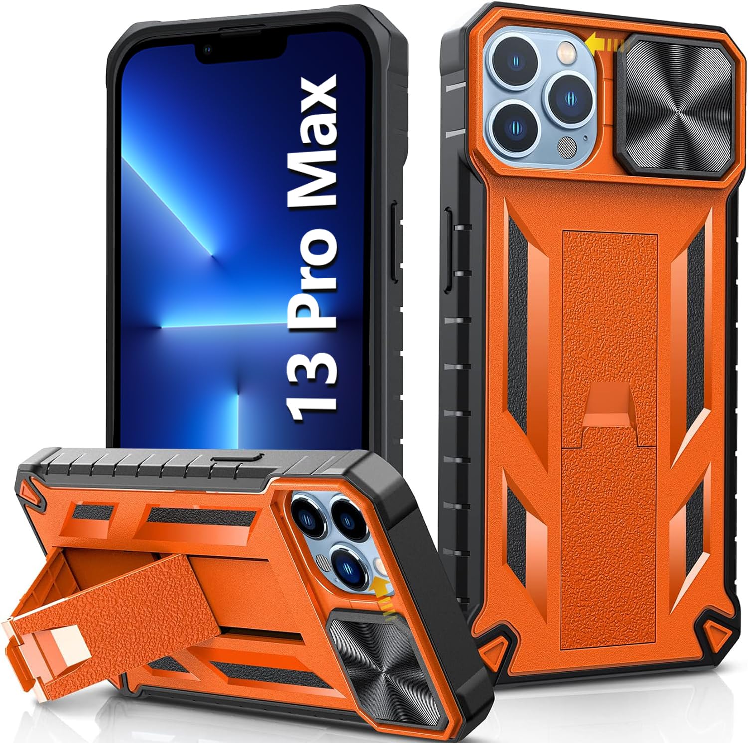 Soios For Iphone 13 Pro Max Phone Case: Military Grade Dropproof Protective Cell Phone Cover With Kickstand & Slider | Rugged He