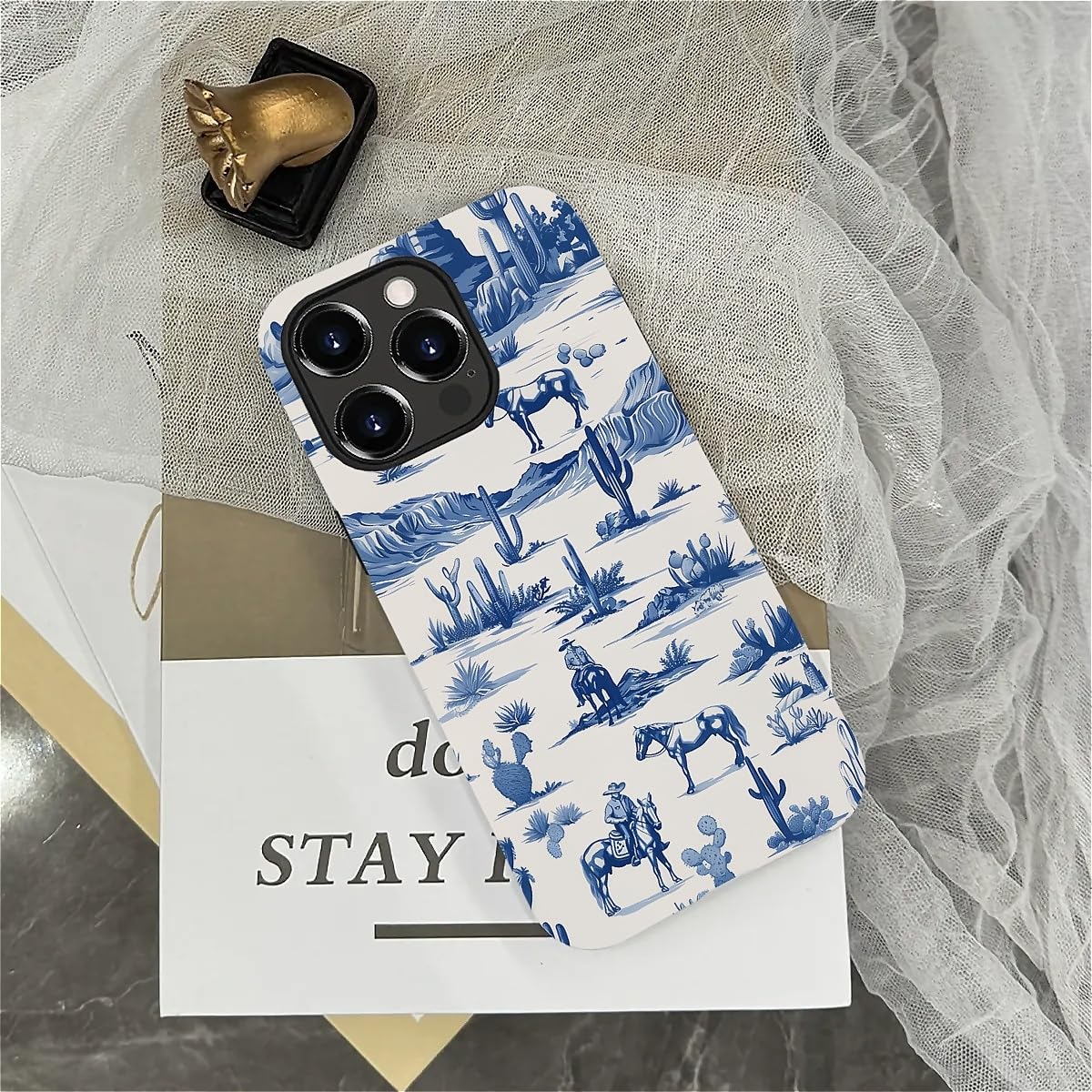 Fkbrcl4U For Iphone 14 Pro Case, Hybrid 2-Layer Silicone Protective Matte Case For Girl Women Western Cowboy Horse Cow Desert Ca