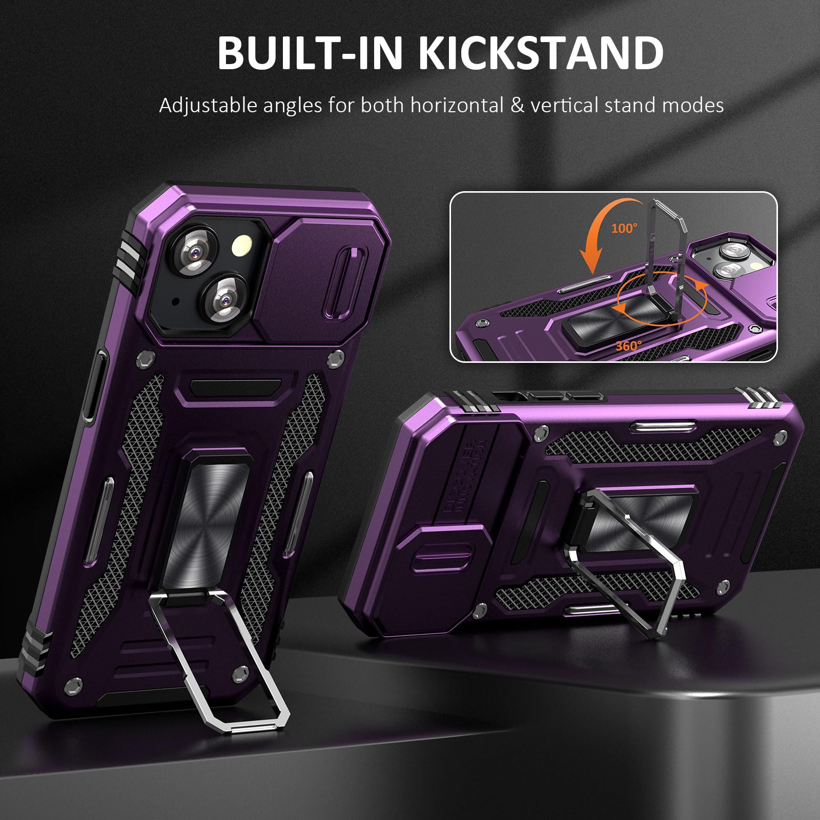 Sefing Case For Iphone 15 Plus Iphone Case Iphone 15 Plus Phone Case With Camera Lens Cover, With Ring Holder Kickstand, Fit Mag