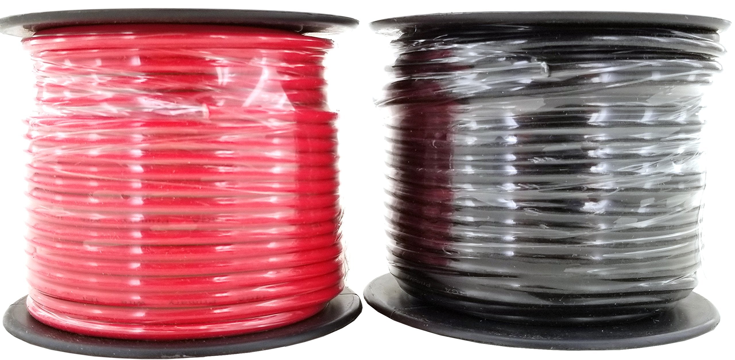 Gs Power 14 Gauge Copper Clad Aluminum Cca Flexible Low Voltage Primary Wire In 100 Ft Roll Red Black Combo (200 Ft Total) For C