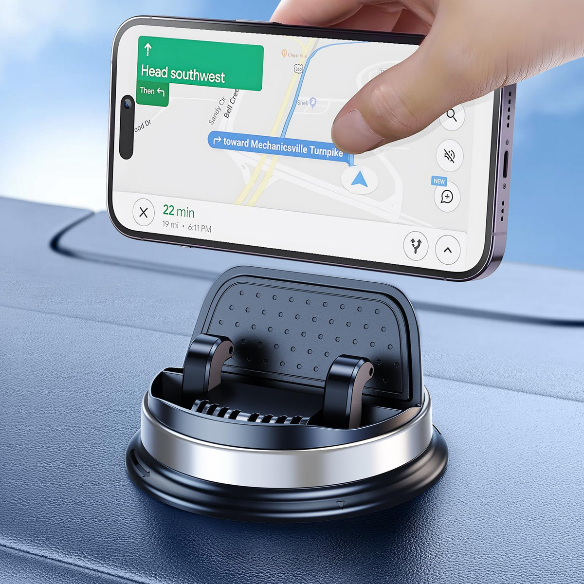 Oatsbasf Dashboard Cell Phone Holder, Car Phone Mount 360 Rotatable Car With Non-Slip Silicone, Compatible With Iphone,Samsung,A