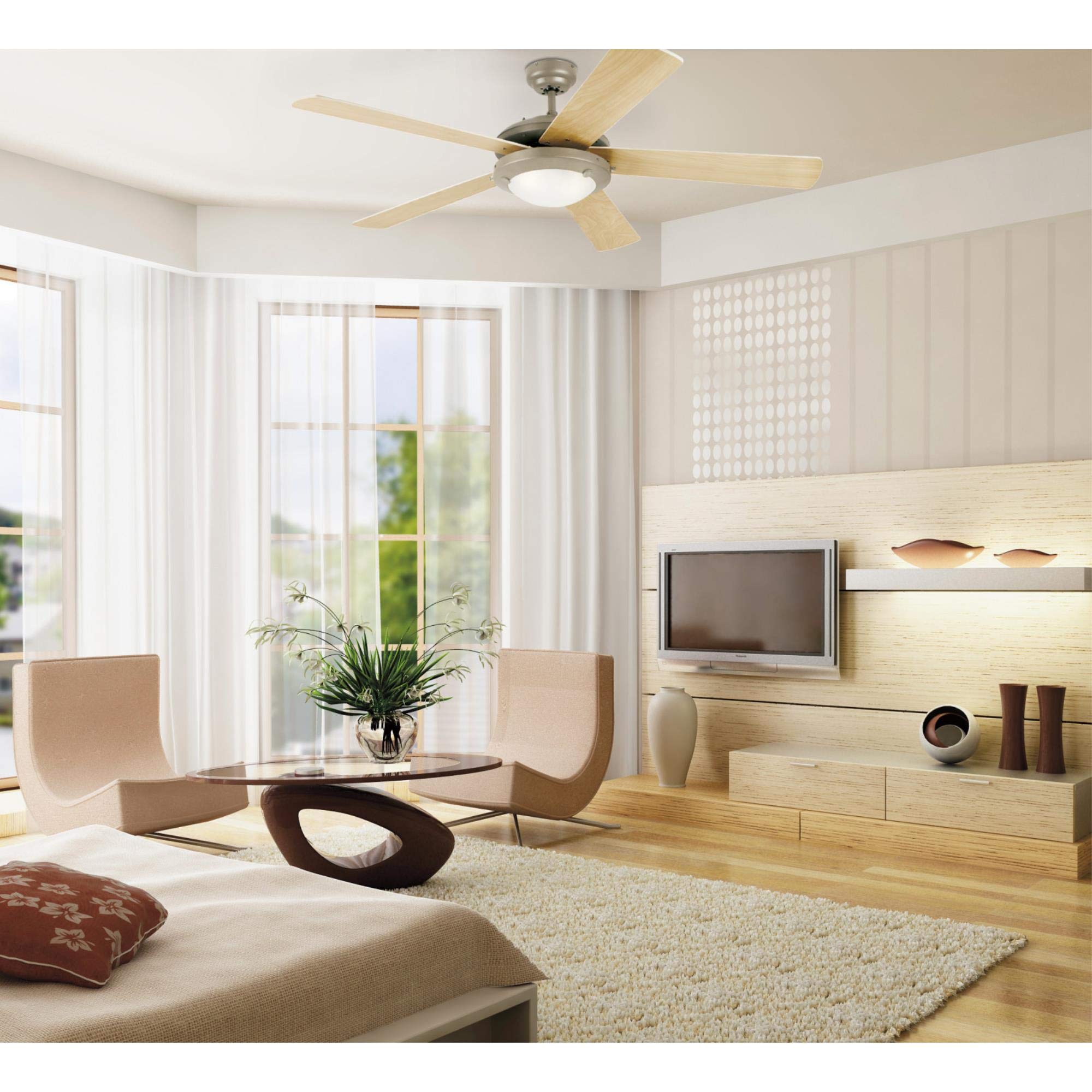 Westinghouse 7234100 Comet Indoor Ceiling Fan With Light, Brushed Pewter