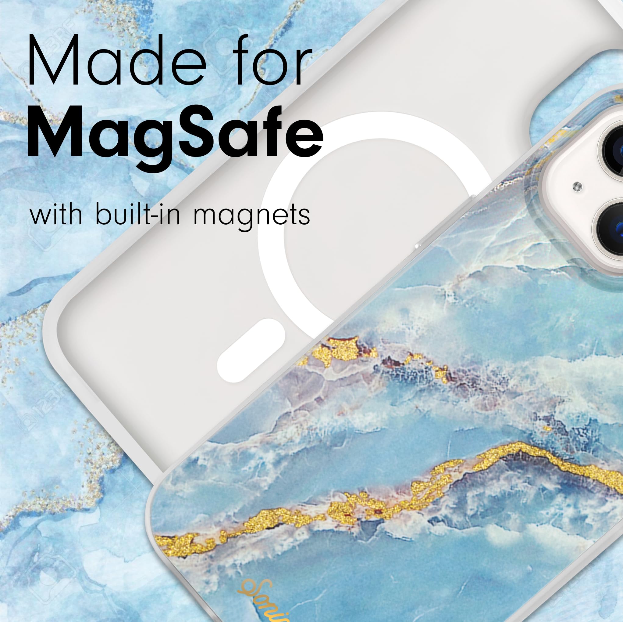 Sonix Case For Iphone 15, 14, 13 | Compatible With Magsafe | 10Ft Drop Tested | Ice Blue Marble