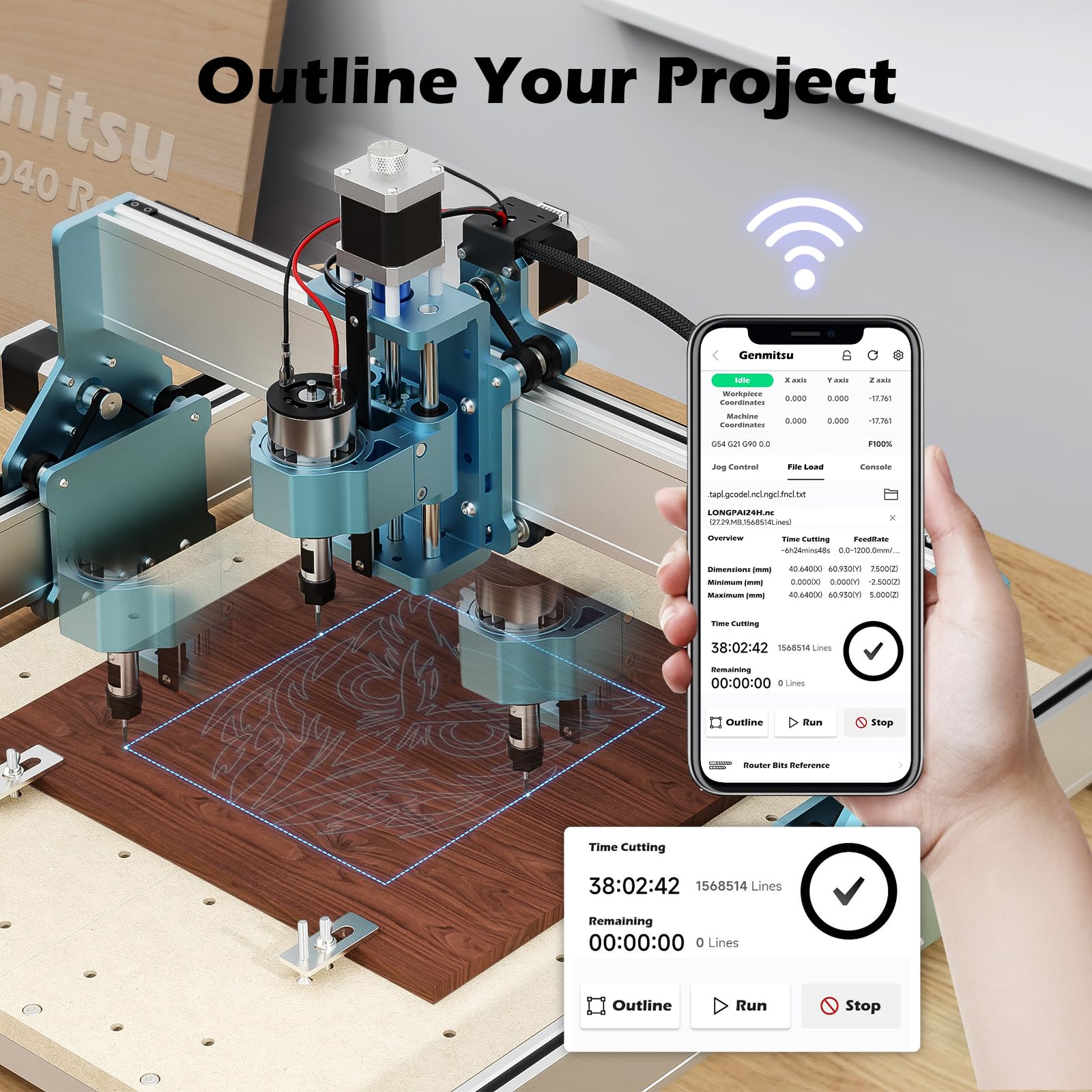 Genmitsu Ggw-U232 Wireless Wi-Fi Module Kit, App G-Code Sending, Remote Control And Monitor Cnc Milling Machine Offline Controll