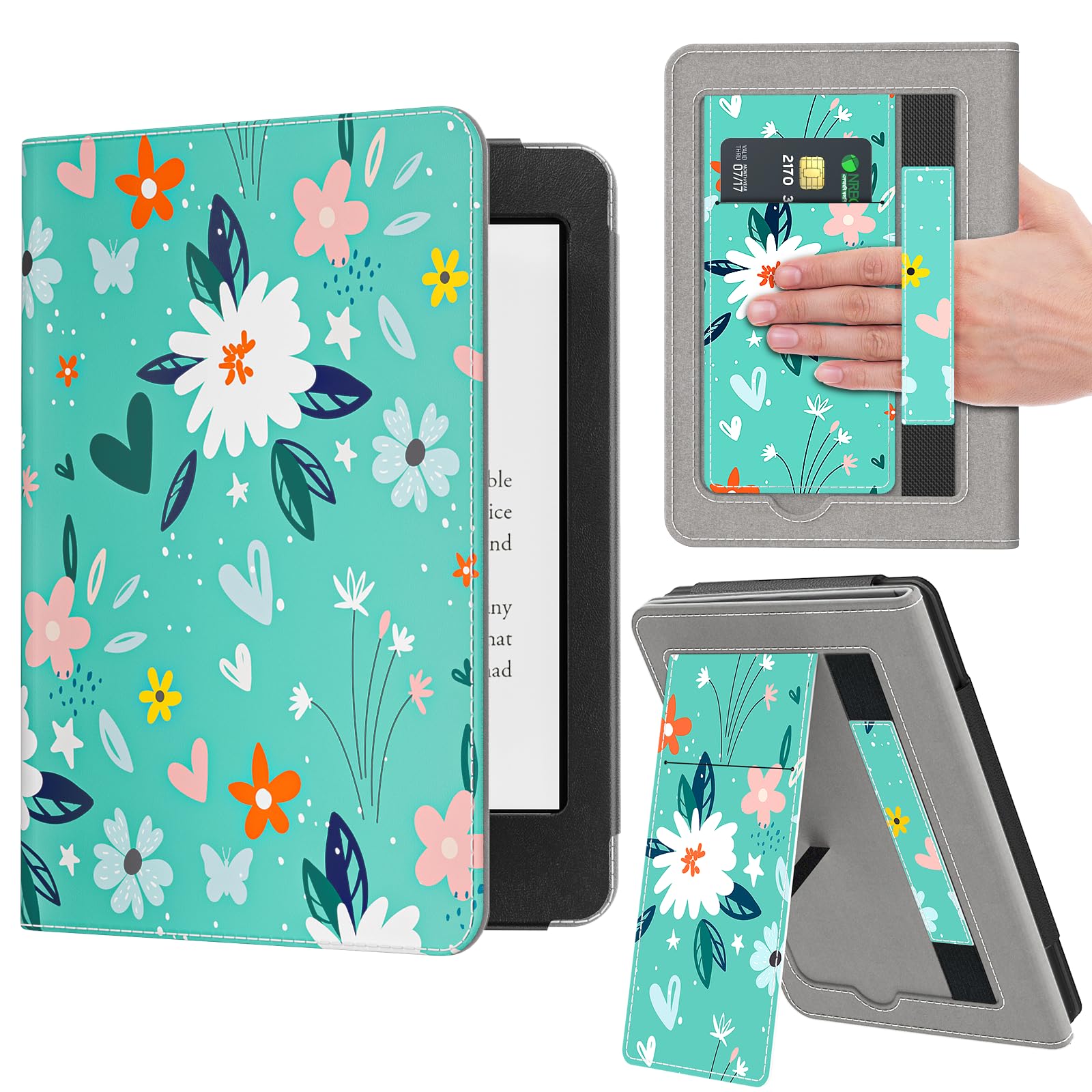 Vori Stand Case For 6'' All New Kindle 11Th Generation 2022 Release, Premium Pu Leather Protective Sleeve Cover With Hand Strap,