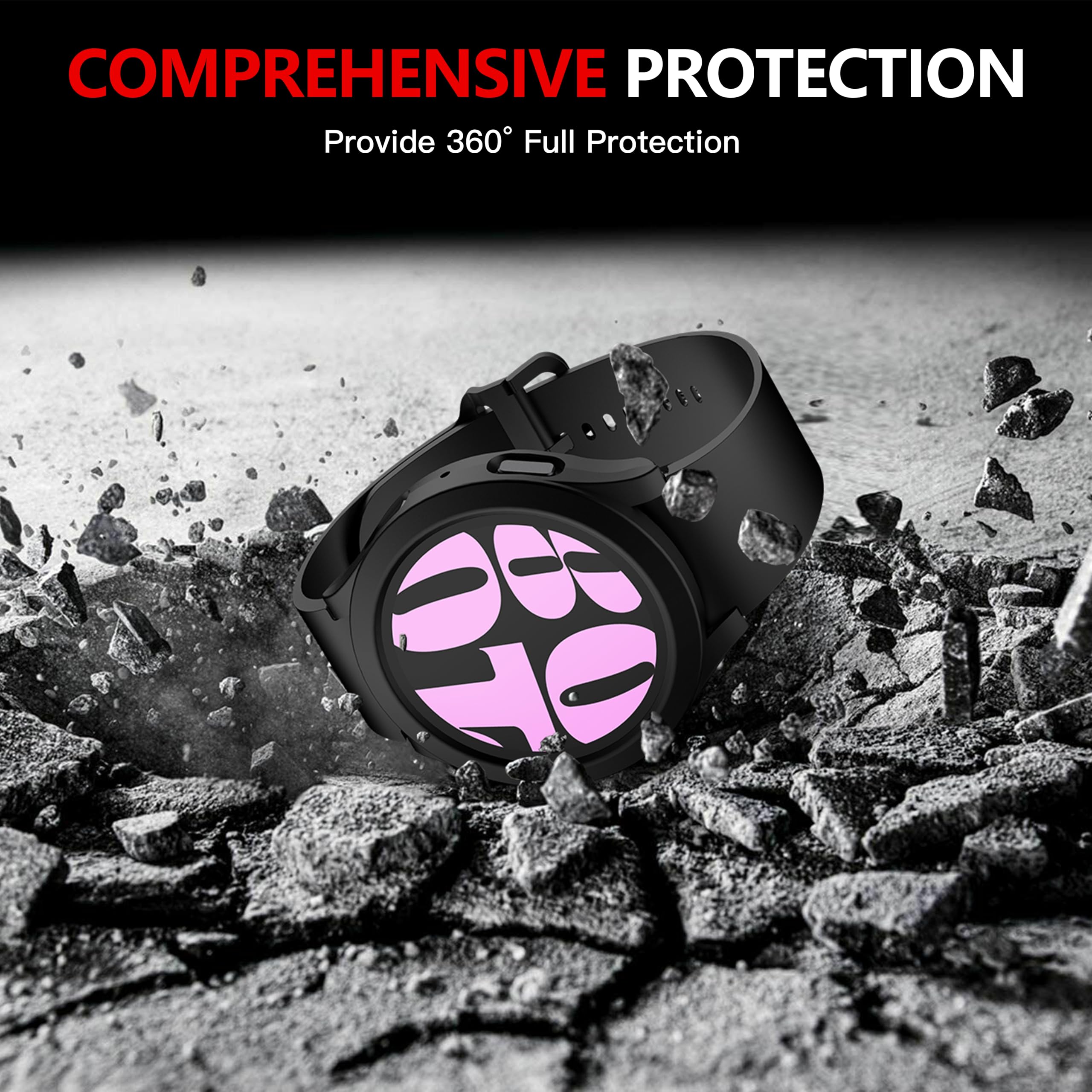 Misxi 2 Pack Hard Pc Screen Protector Case With Tempered Glass, Compatible For Samsung Galaxy Watch 6 40Mm, Ultra Thin Scratch R