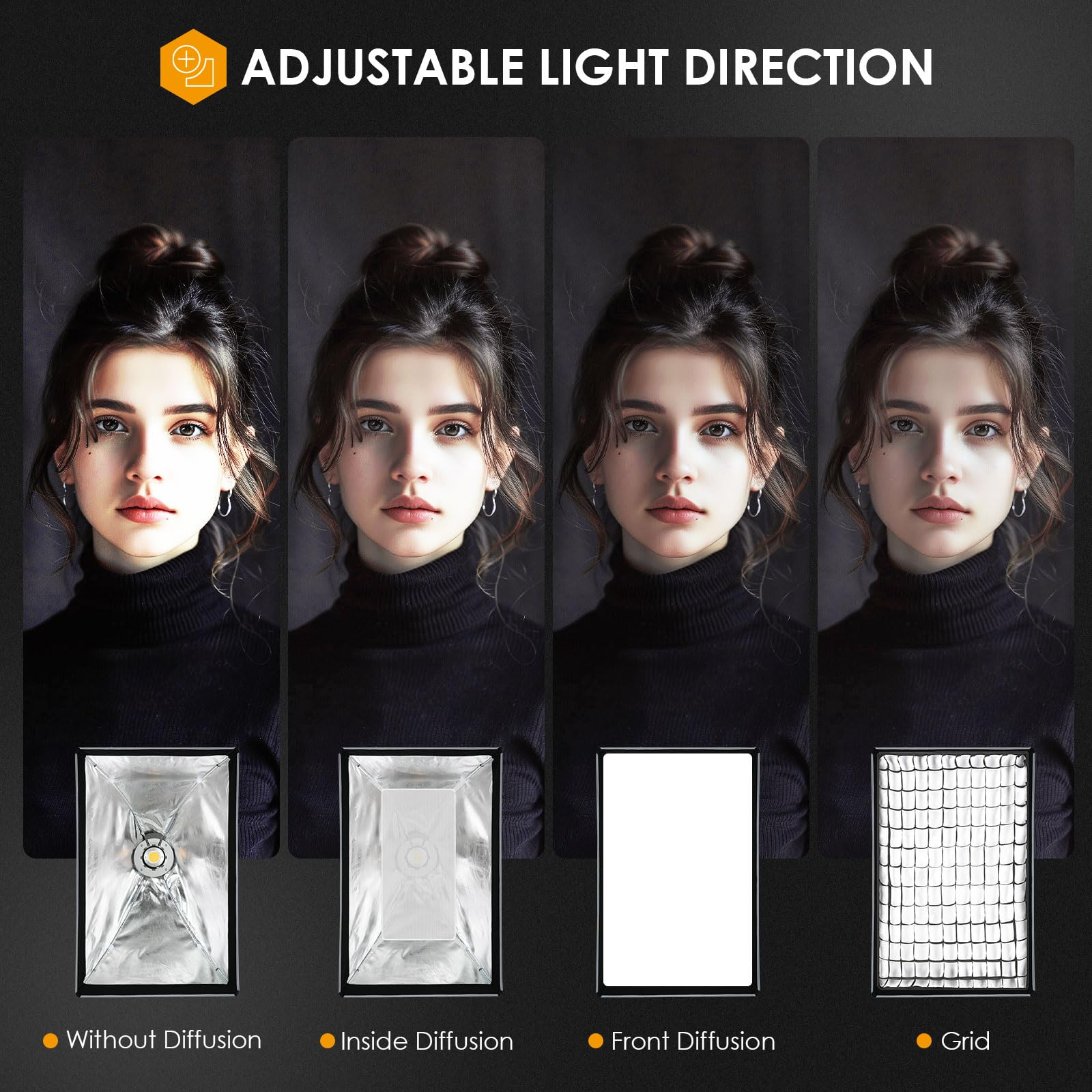 Tarion Foldable Bowens Softbox With Grid: Quick One Step Open/Lock, 23.6X35.4In (60X90Cm) Rectangular Softbox, Easy Set Up, Idea