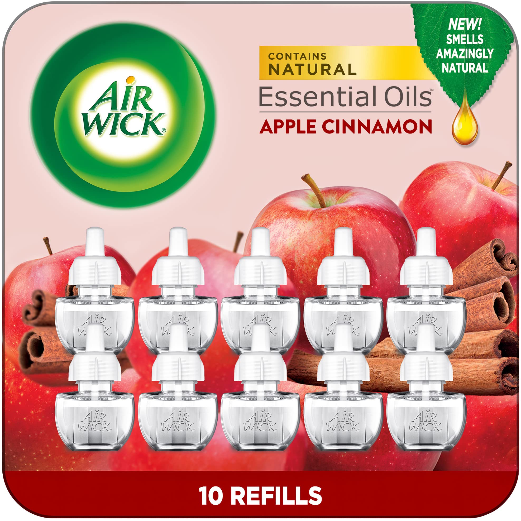 Air Wick Plug In Scented Oil Refill, 10 Ct, Apple Cinnamon, Air Freshener, Essential Oils, Fall Scent, Fall Decor