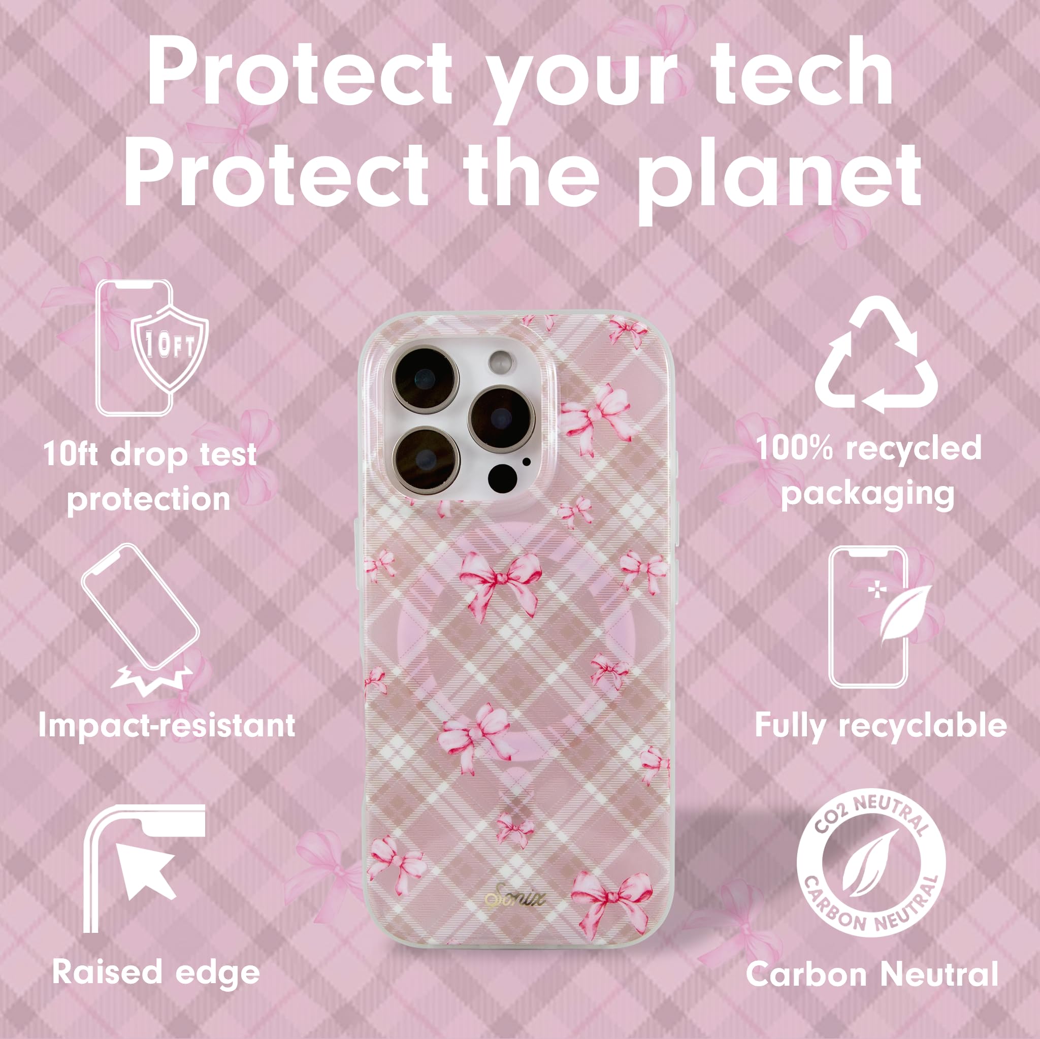 Sonix Case For Iphone 16 Pro Max | Compatible With Magsafe | 10Ft Drop Tested | Bows | Clueless Pink