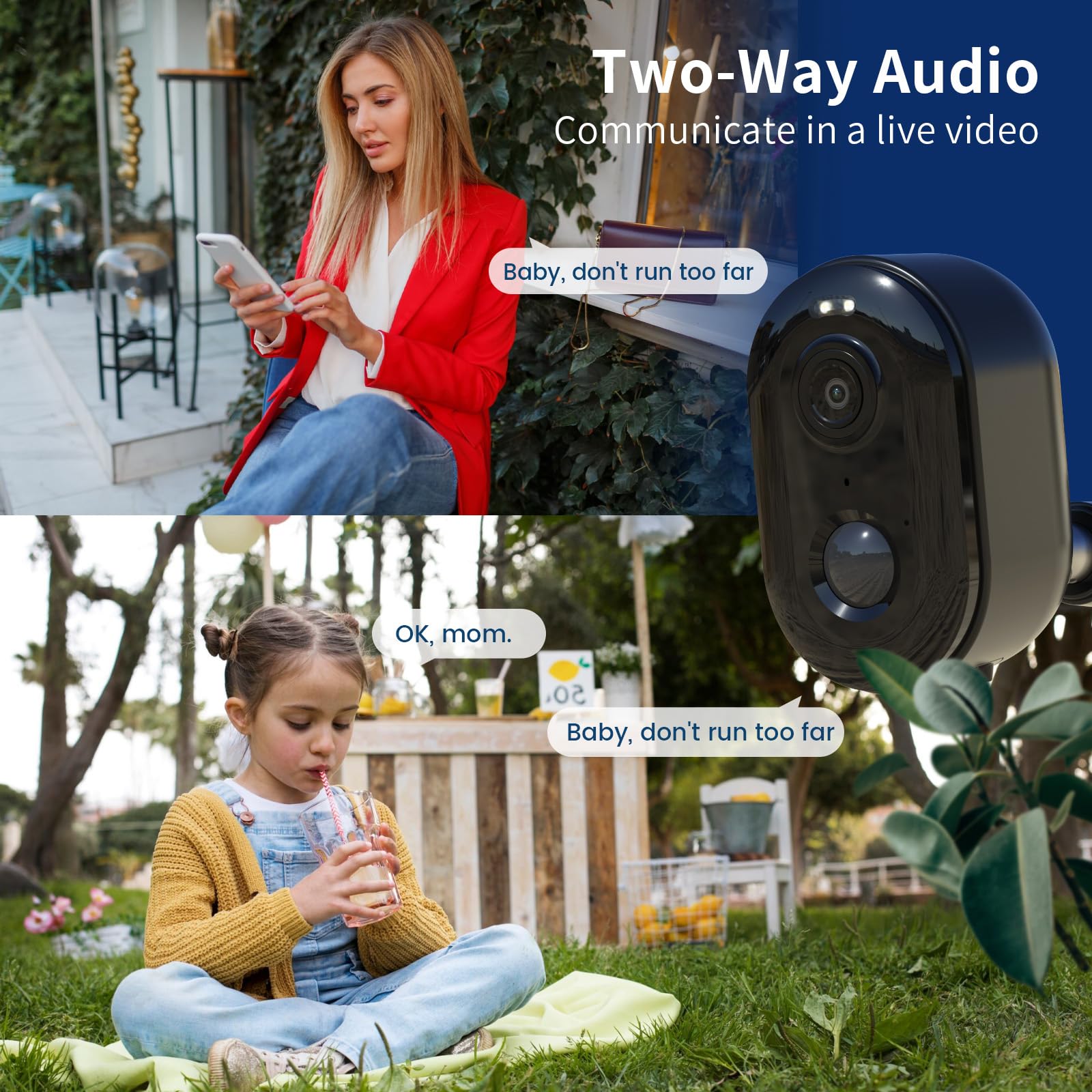 Security Cameras Wireless Outdoor, Battery Powered 2K Wifi Cameras For Home Security, Color Night Vision, Ai Motion Detection, S