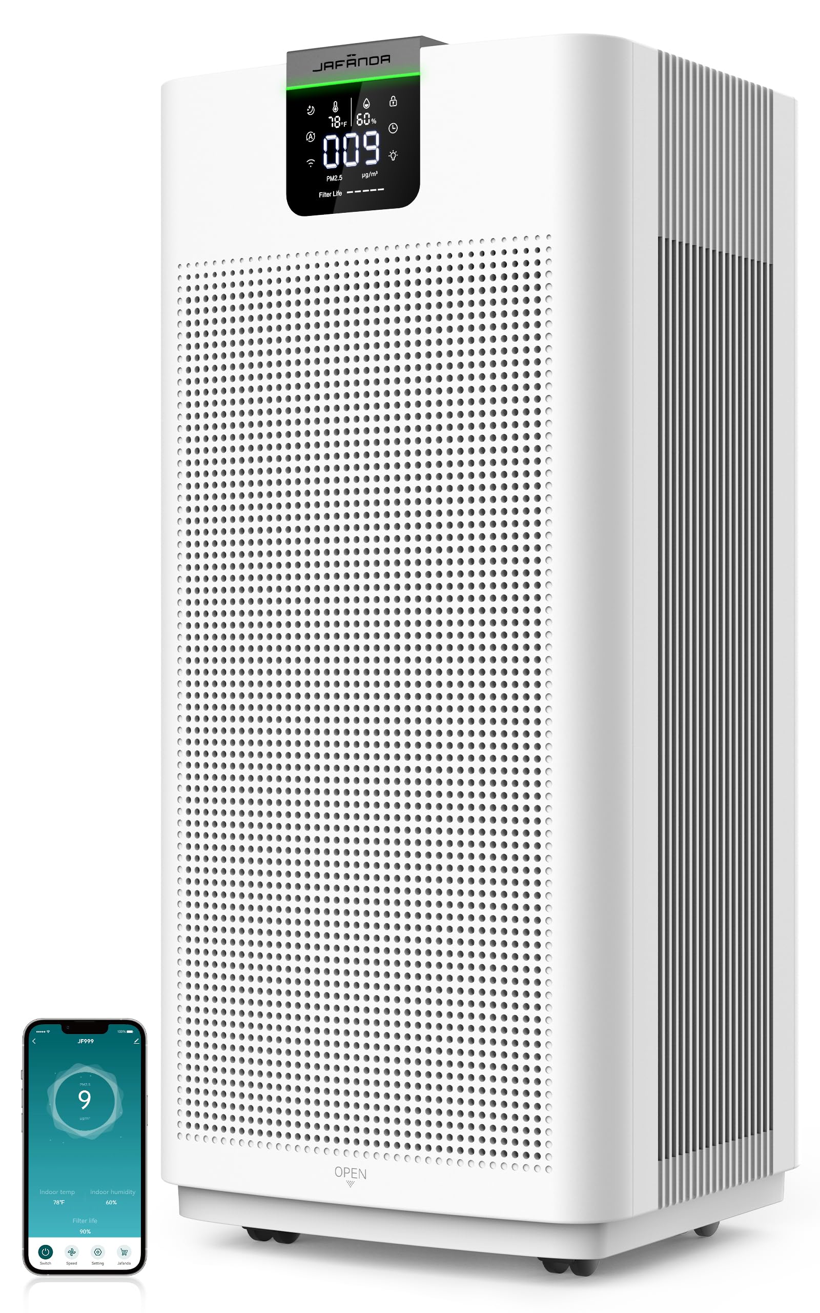 Jafnda Air Purifiers For Home Office 4575 Ft, App & Alexa, Ture Hepa 13 Activated Carbon Air Filter, Air Cleaner For Large Room