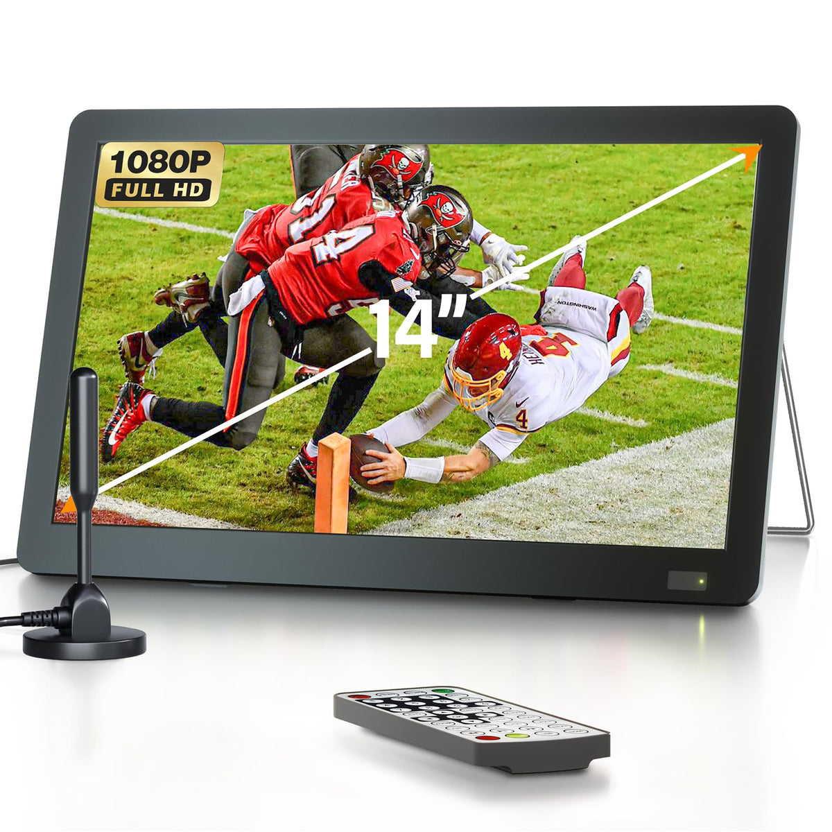 Desobry 14 Inch Portabletv With Antenna, Portable Small Tv With Atsc Tuner,Rechargeable Battery Operated Mini Tv Lcd Monitor 108