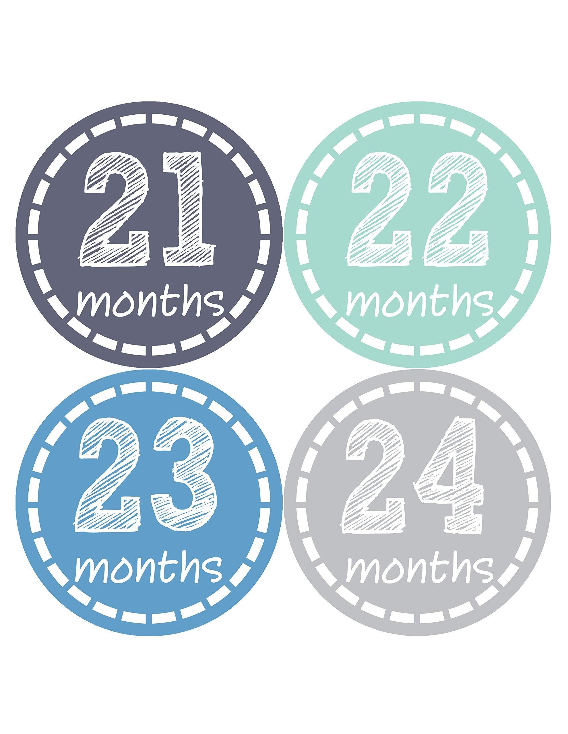 Months In Motion Baby Monthly Stickers   Style 115 (Months 13 24), Blue, Paper, 12 Stickers