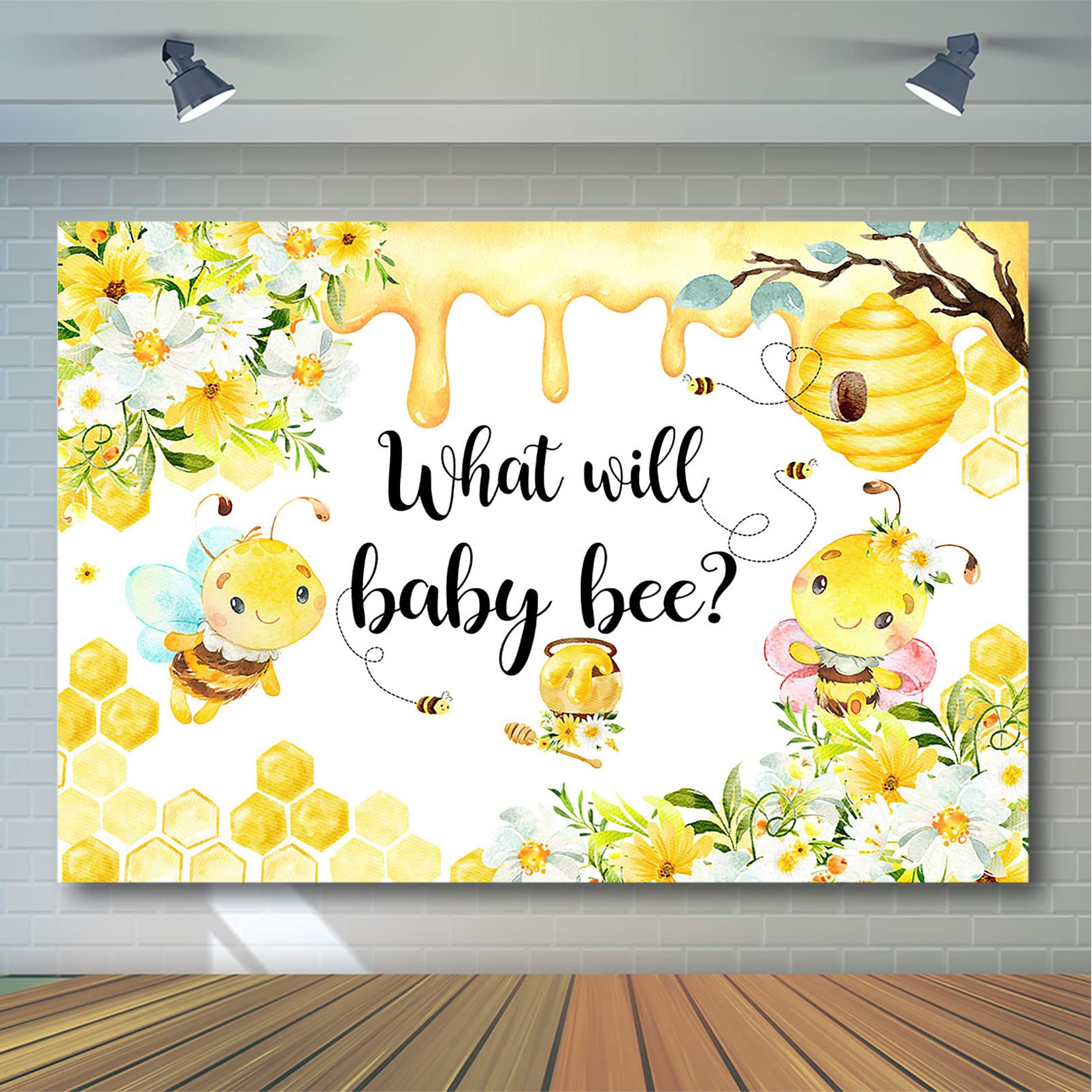 Avezano Honeycomb Bee Gender Reveal Backdrop Sunflower Bumble Bee Or Honey Bee What Will Baby Bee Gender Reveal Party Decoration