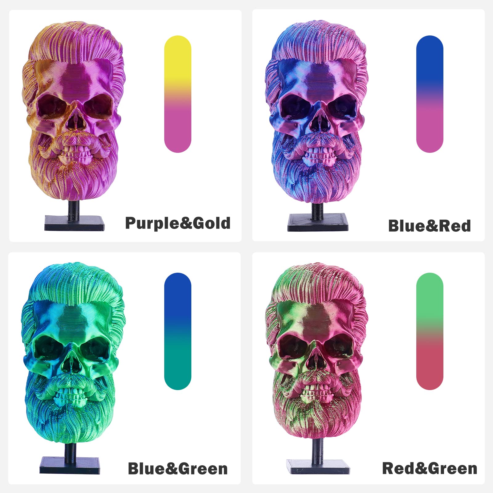 Eryone Silk Dual Color Filament Pla 3D Printer 1.75Mm +/  0.03Mm, Coextrusion Filament Pla Shiny Filament 1Kg(2.2Lbs), Red Gold