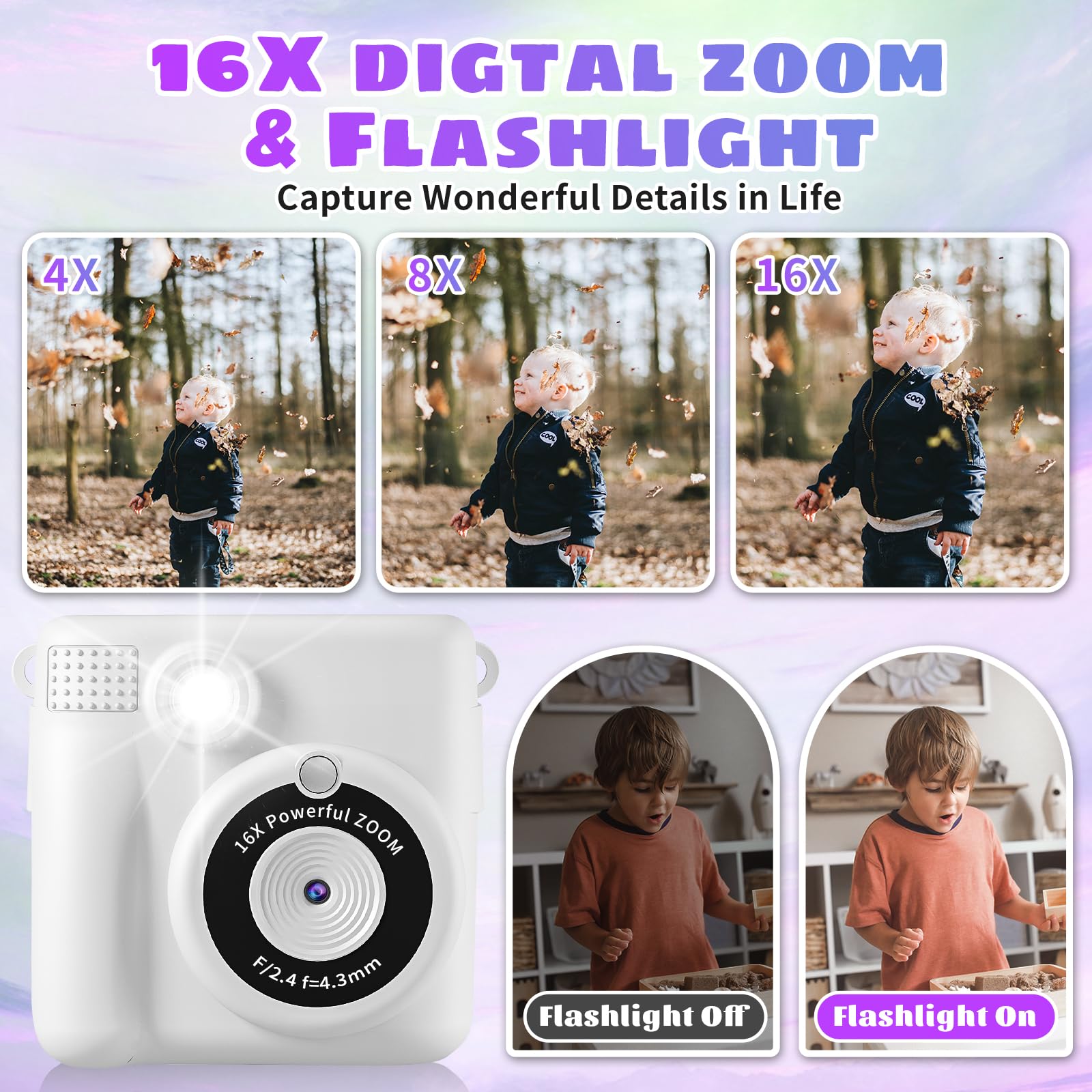 Instant Print Camera, Kids Camera 1080P Hd Digital Camera With 32G Sd Card, 3 Rolls Photo Paper & 6 Color Pencils For Age 6 12 B