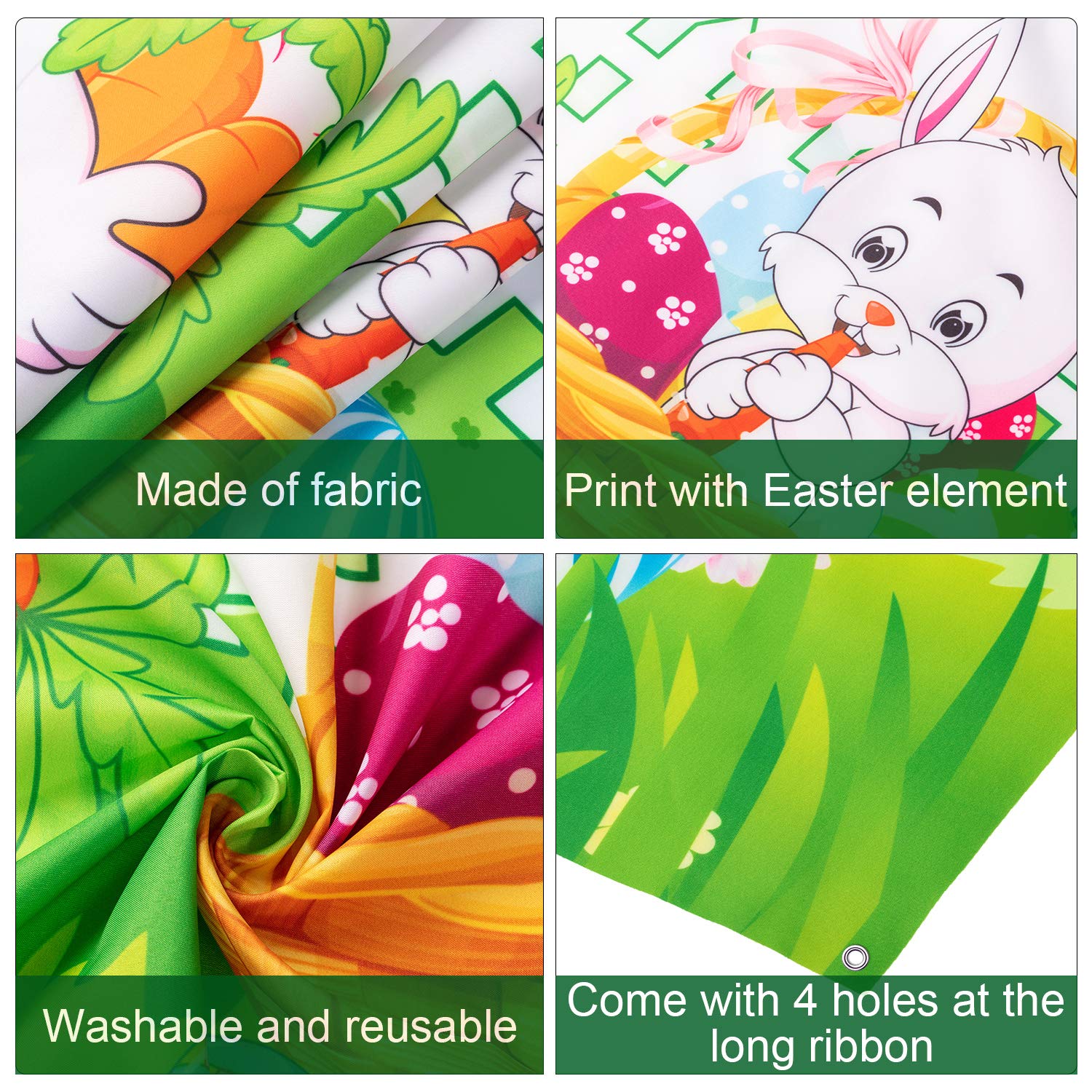 Happy Easter Party Backdrop Banner, Spring Easter Rabbit Colorful Eggs And Chick Sign Green Grass Yard Photo Background Bunny Ph