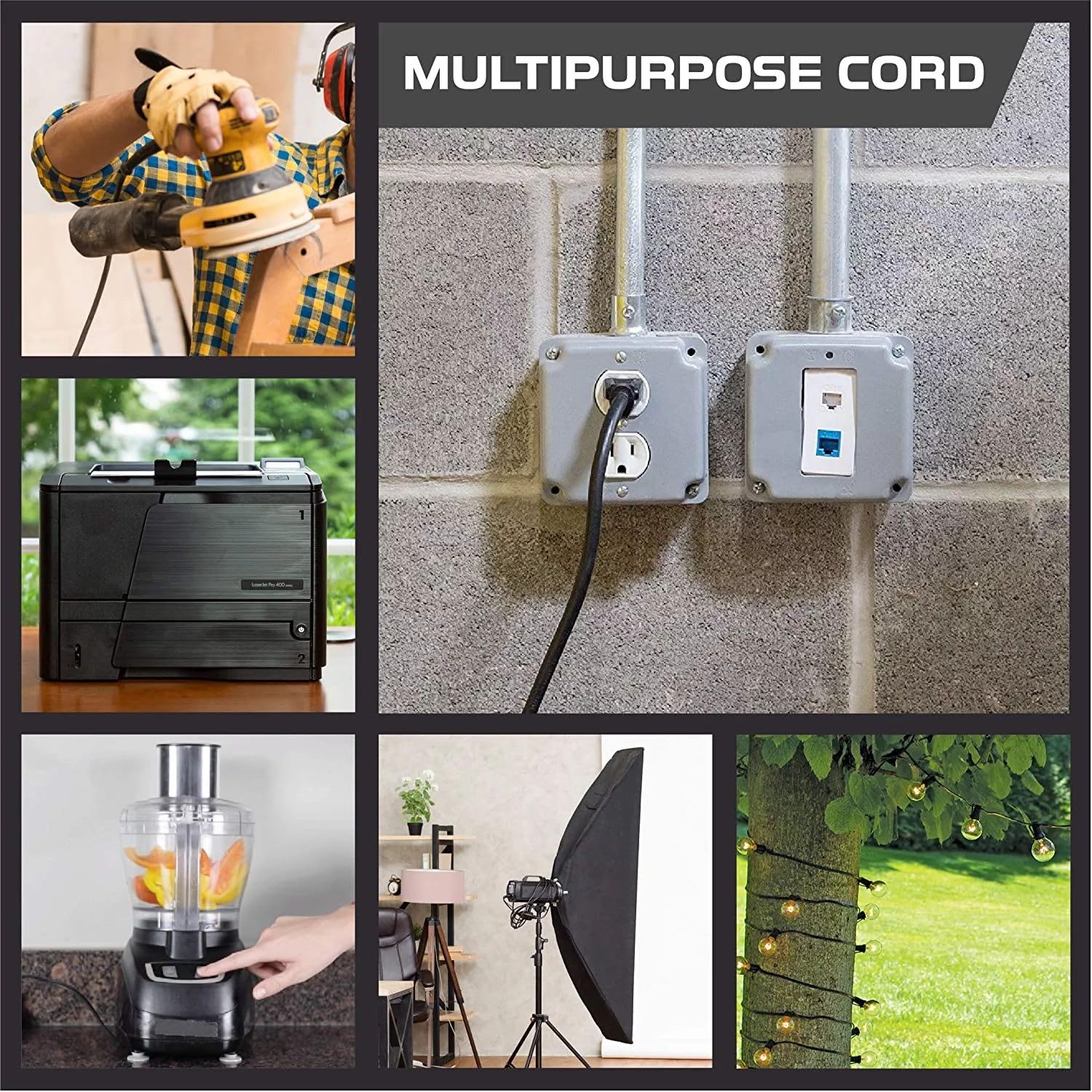 Uboory Outdoor Extension Cord Waterproof 25 Ft, Black 16/3 Sjtw Heavy Duty, Flexible 100% Copper 3 Prong Extension Cord For Lawn