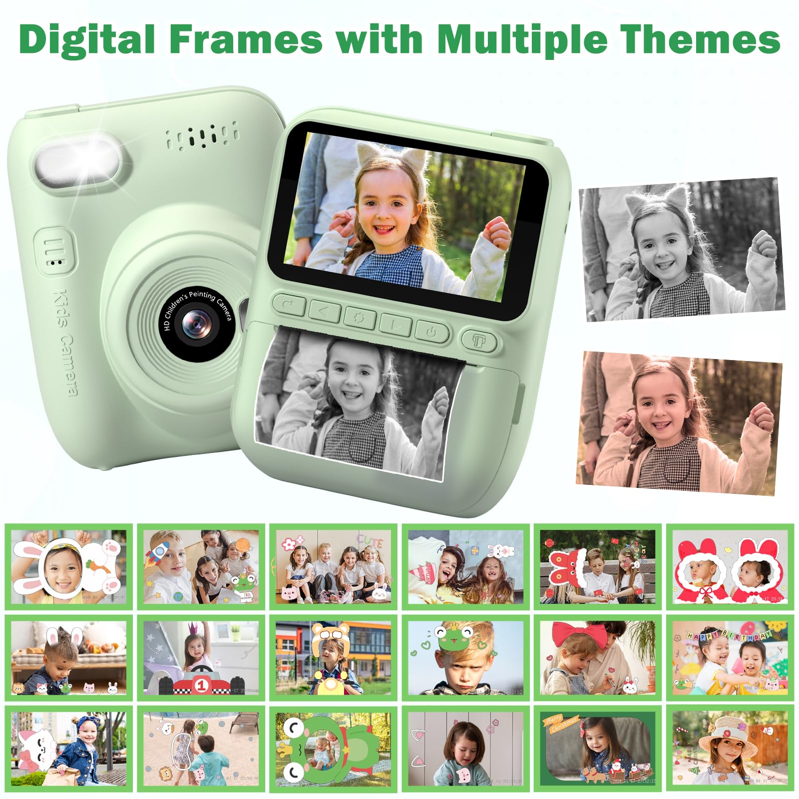 Kids Camera Instant Print, 1080P Video Kids Digital Camera With Print Paper, Birthday Gifts For Girls Boys, Toddler Camera For 3