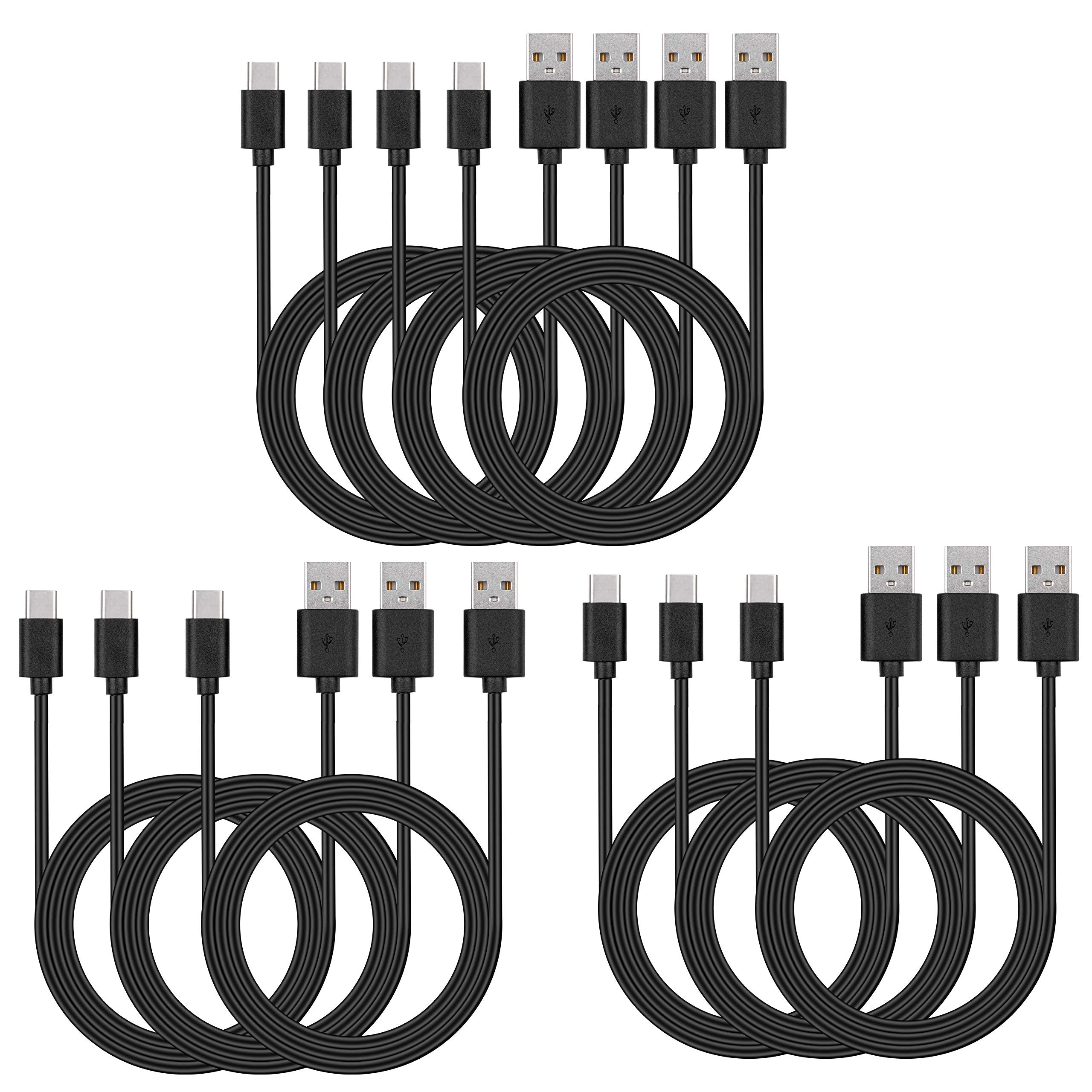 Smays USB C Cable Bulk 10Pack 3ft, Type C Phone Charger Lot Black