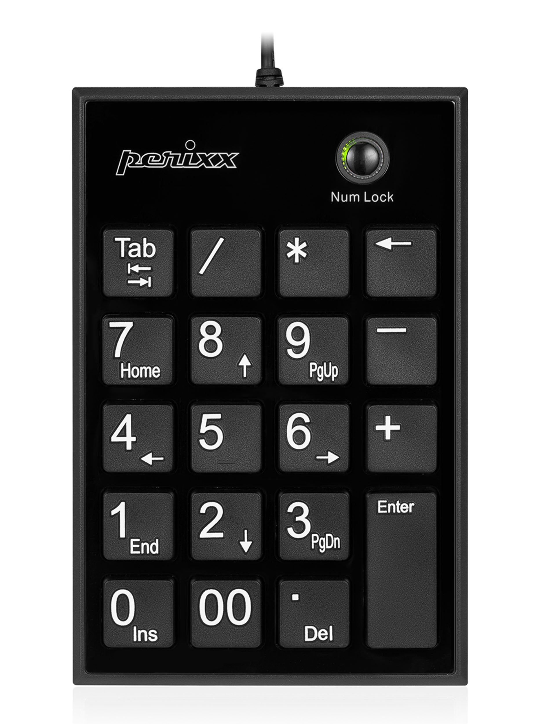 Perixx Ppd 202 Wired 19 Keys Slim Numeric Keypad, Big Print Font, Silent Notebook Scissor Key Number Keypad With Tab Key And Num