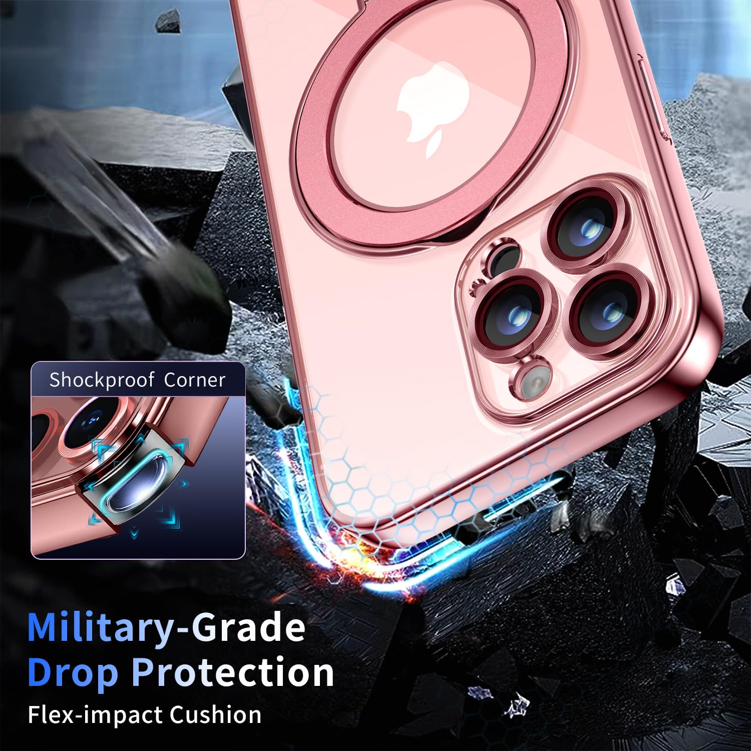 Pmteyoim Magnetic For Iphone 13 Pro Max Case With Invisible Stand[Compatible With Magsafe][Full Camera Lens Protector][Military