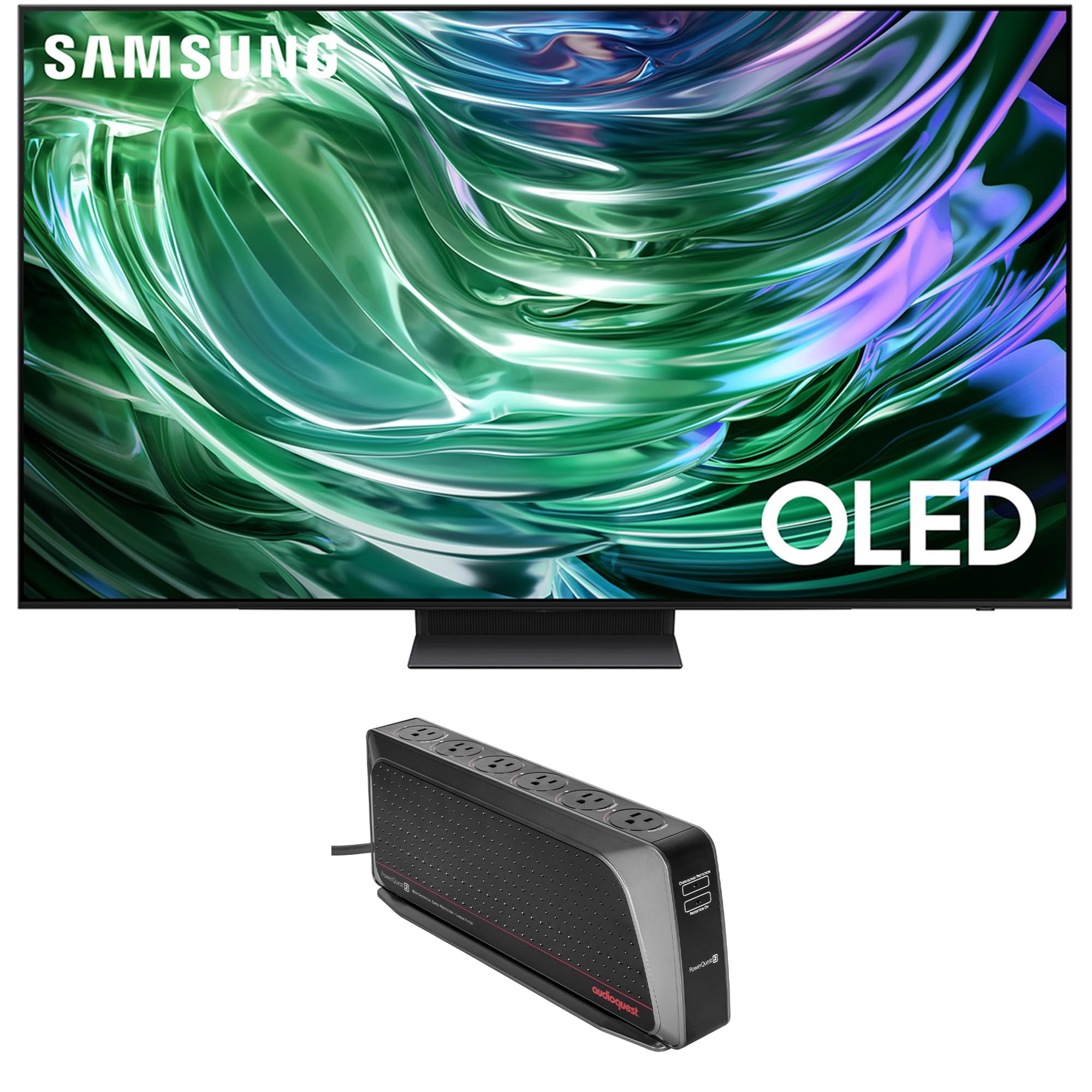 SAMSUNG QN77S90DAFXZA 77 Inch 4K OLED Smart TV with Dolby Atmos and an AudioQuest PowerQuest2 Power Filter/Surge Protector 6 Out