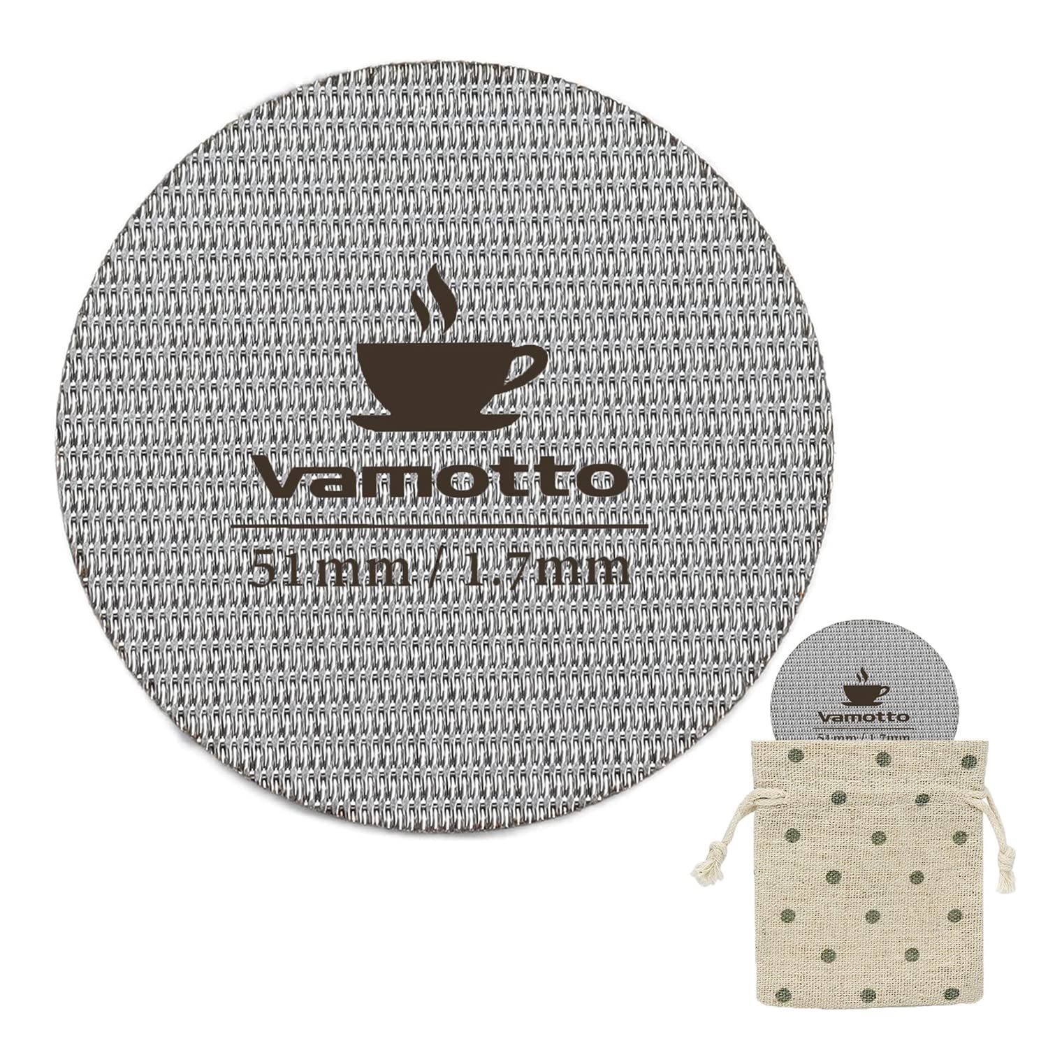 Vamotto 51Mm Espresso Puck Screen, 316 Stainless Steel Espresso Shower Screen Professional Barista Espresso Portafilter Screen F