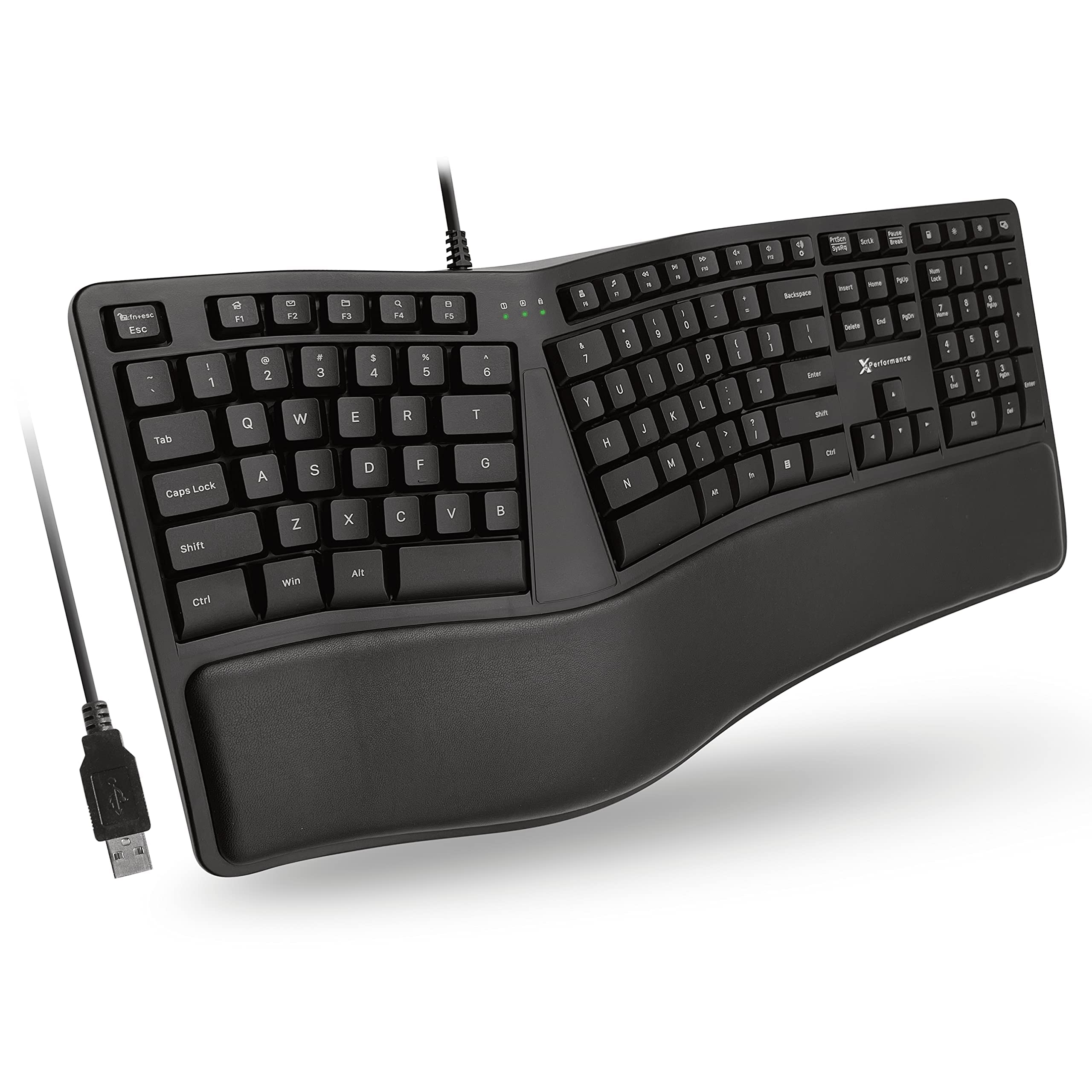 X9 Wired Ergonomic Keyboard With Cushioned Wrist Rest   Type Comfortably Longer   Usb Wired Split Keyboard For Pc, Laptop With 110 Keys & 5Ft Cable
