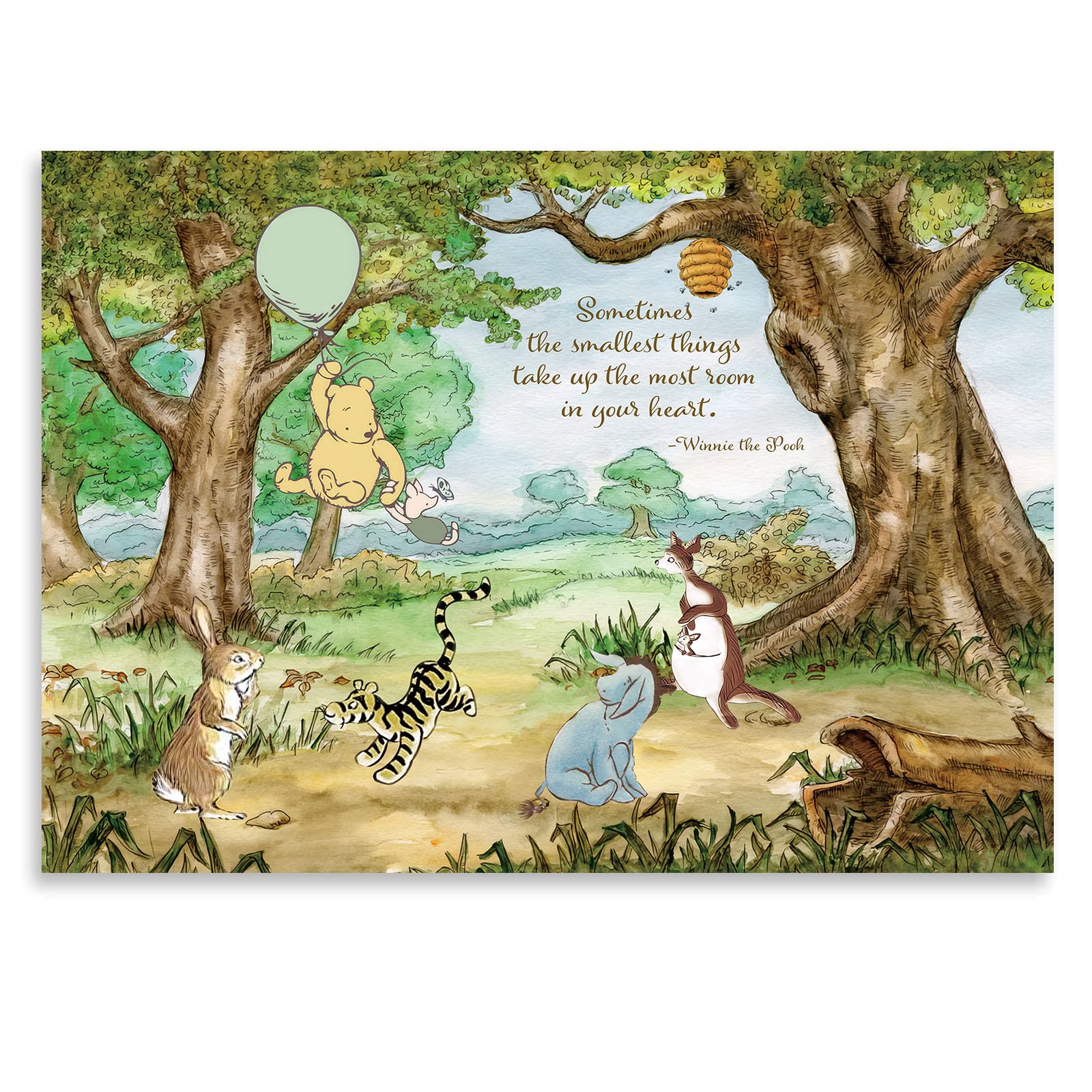 Classic Bear Baby Shower Backdrop Vintage Hundred Acre Wood Background Winnie Bear With Blue Balloon Banner Boys Baby Shower Bir