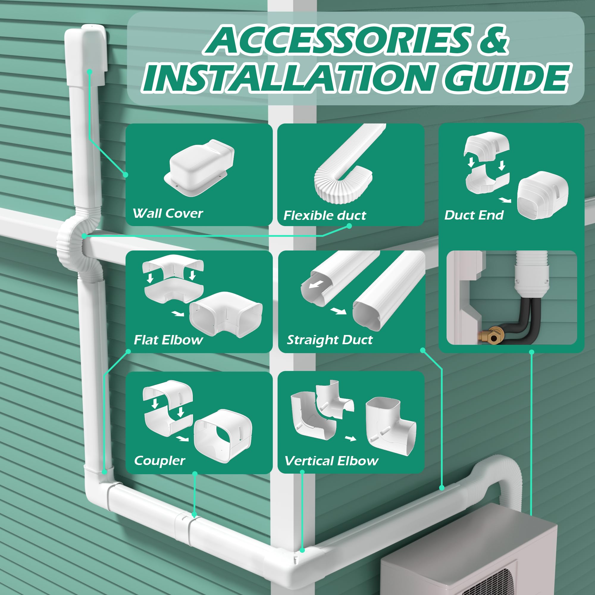 Taktopeak 4'' 17 Ft Mini Split Line Set Covers, Line Hide Cover Kit For Mini Split Air Conditioners And Central Ac