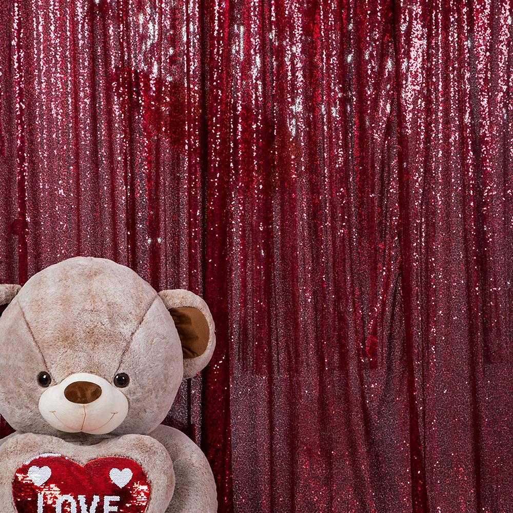 Jyflzq Burgundy Sequin Backdrop Curtains 2Ft X 8Ft 2 Panel Glitter Photo Booth Backdrops Sparkly Photography Background Drapes F