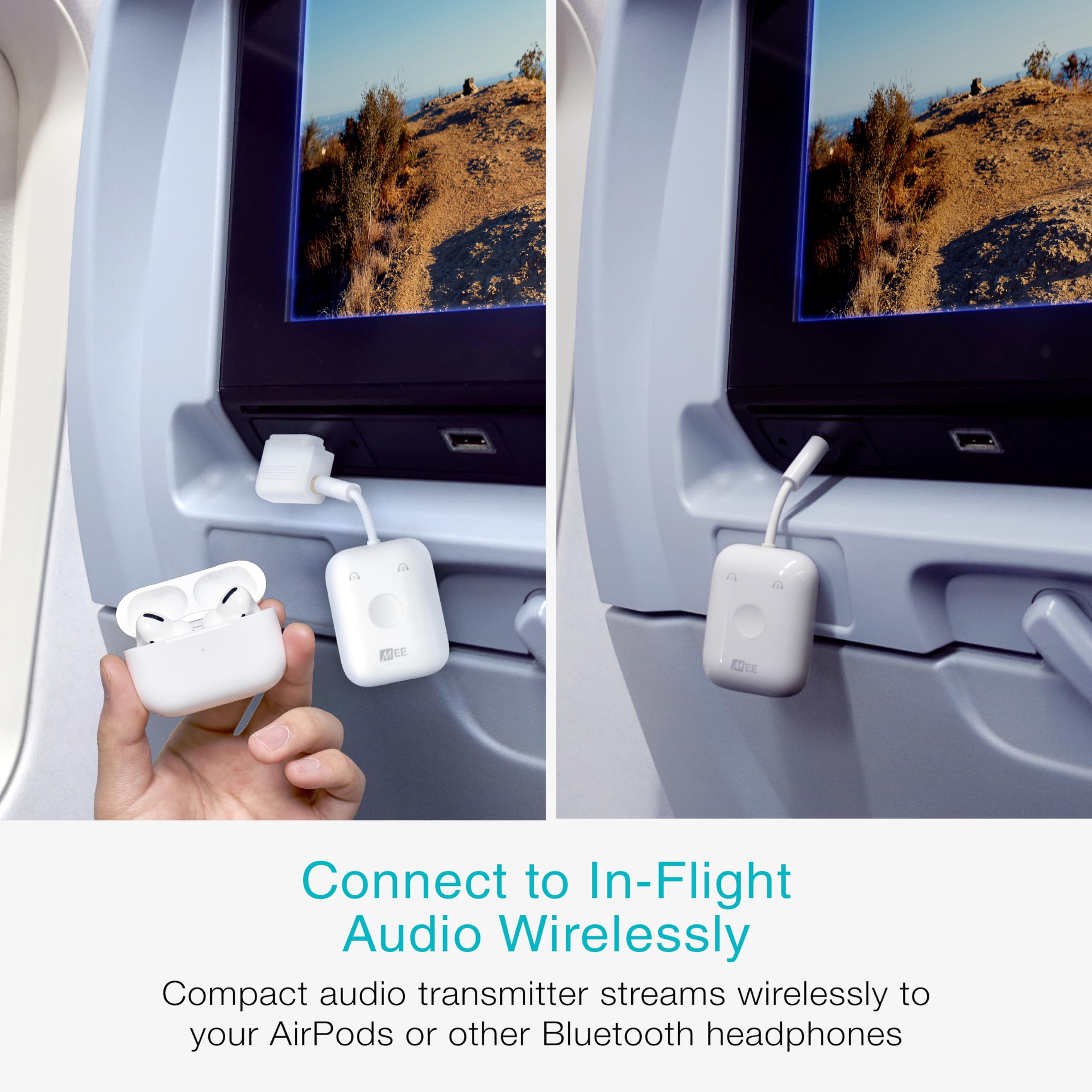 Mee Audio Connect Air In-Flight Bluetooth Wireless Audio Transmitter, With Extra Dual 3.5Mm Jack Aux Adapter, For Up To 2 Airpod
