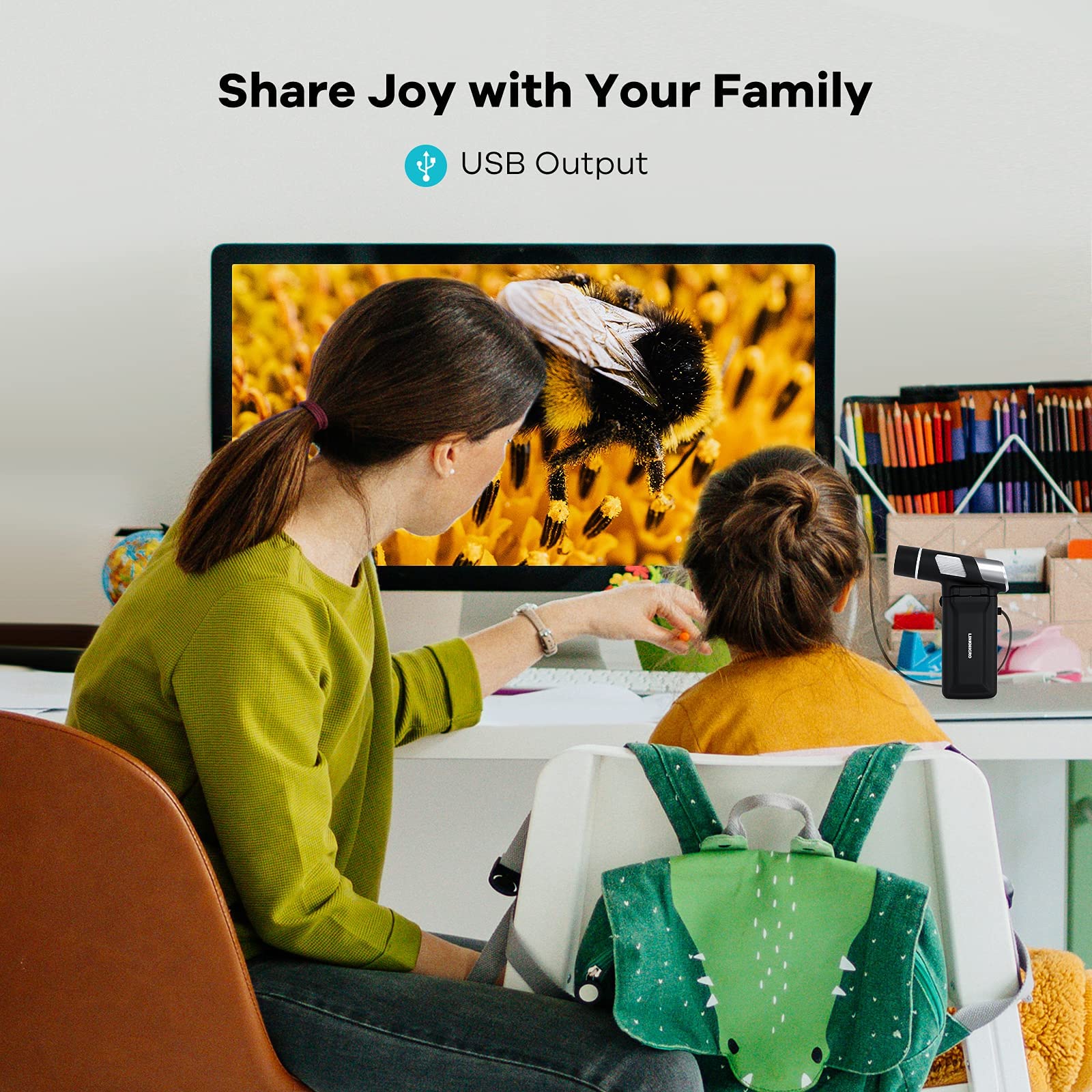 Linkmicro Lm203 4'' Handheld Digital Microscope With Screen, 200X Portable Microscope For Adults, Usb Coin Magnifier With Lights