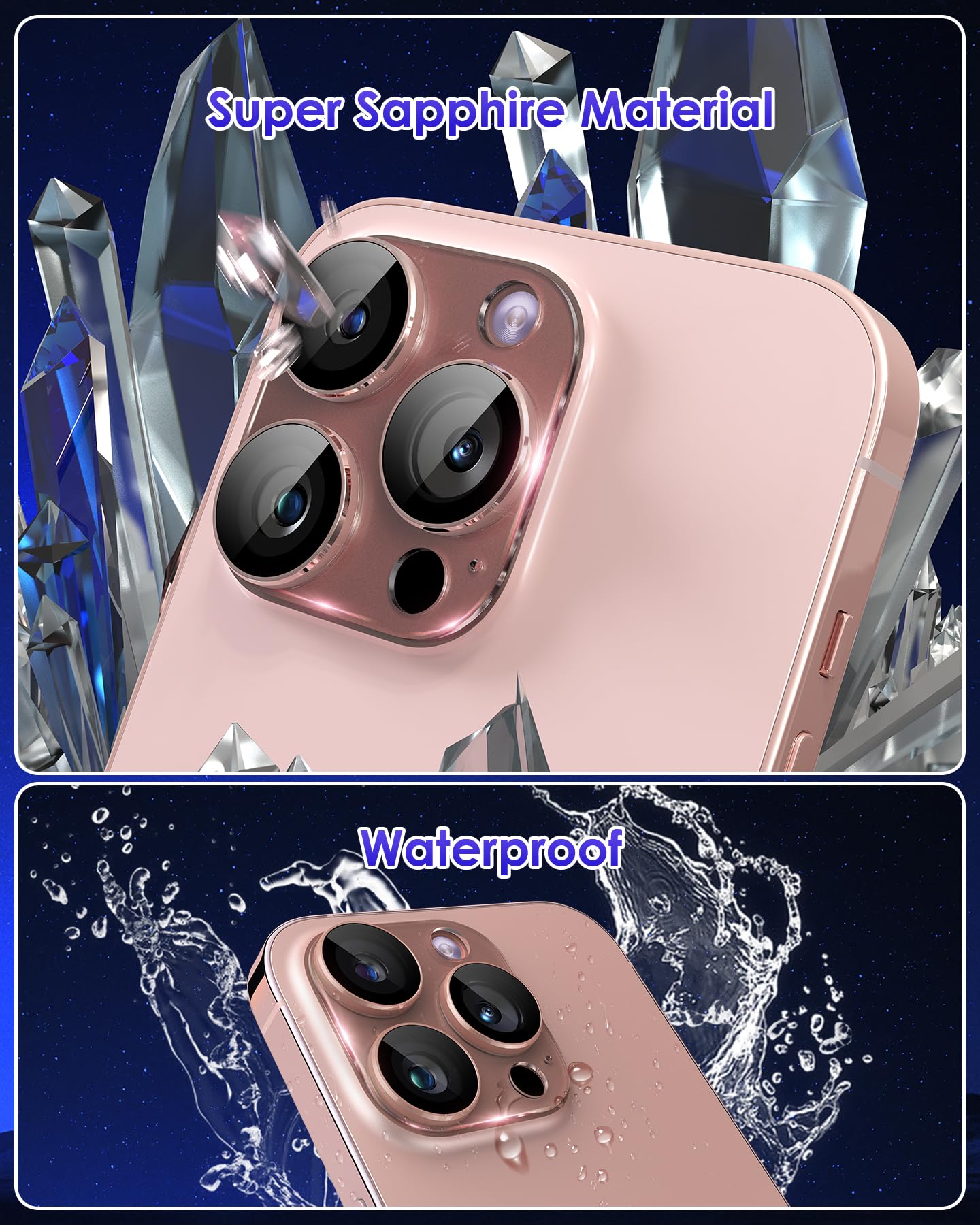 Kanosan For Iphone 16 Pro Max/Iphone 16 Pro/Iphone 14 Pro/Iphone 14 Pro Max Camera Lens Protector, Clear Acrylic Plus Aluminium