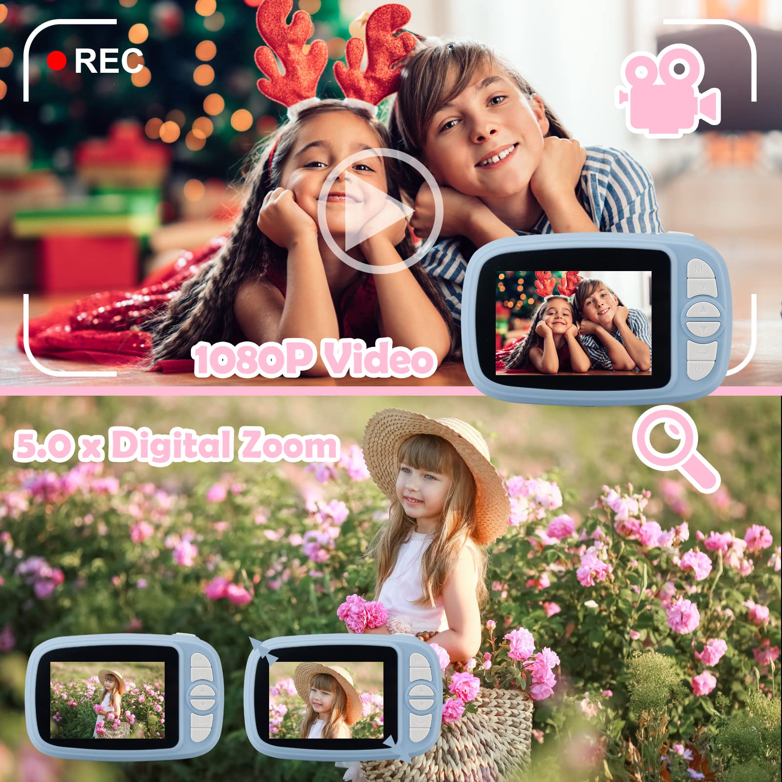 Instant Print Camera For Kids,Vjjb Kids Camera 3.5 Inch Screen Instant Digital Camera With 1080P Video Toy Birthday Gifts For Bo