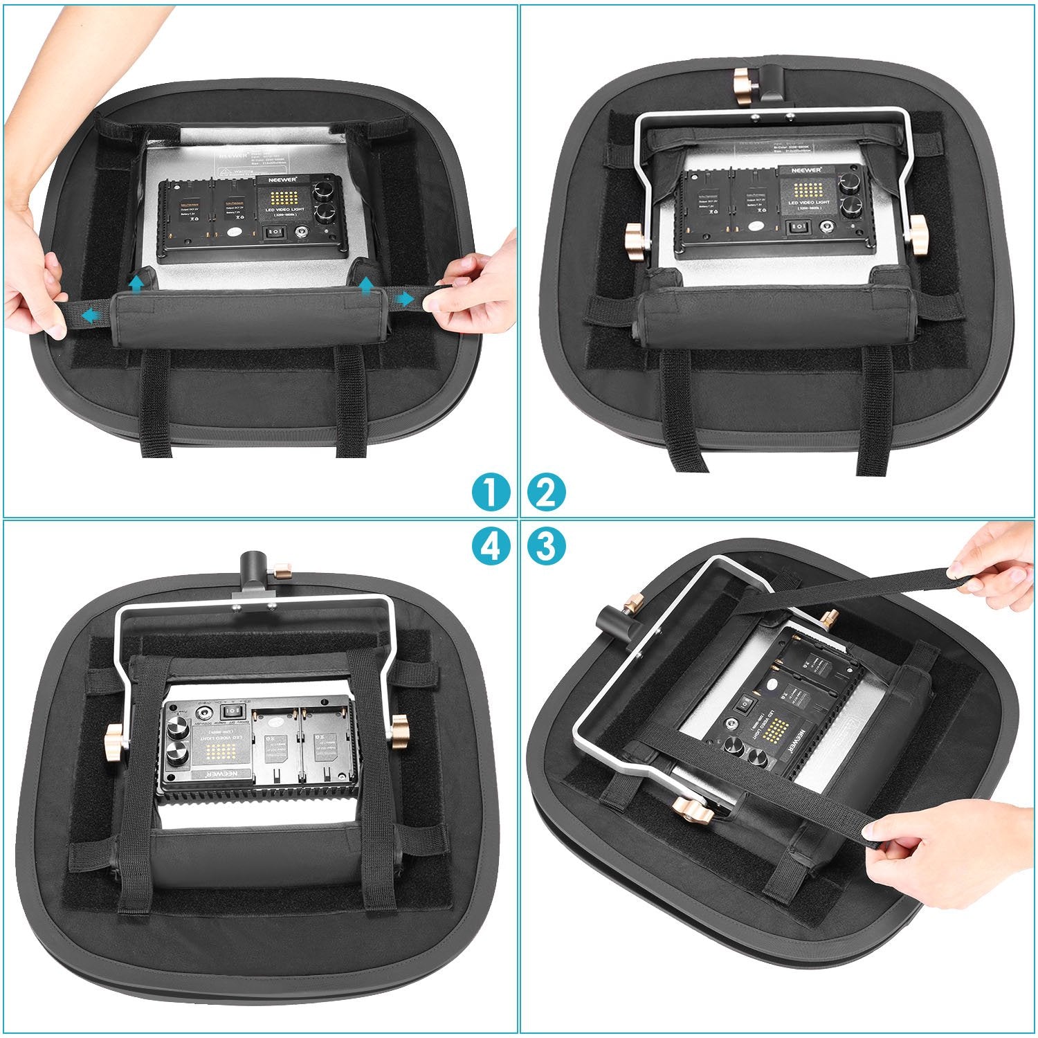 Neewer 2 Packs Led Light Panel Softbox For 660 Led Panel: 9.25X9.25 Inches Opening, Foldable Light Diffuser With Strap Attachmen