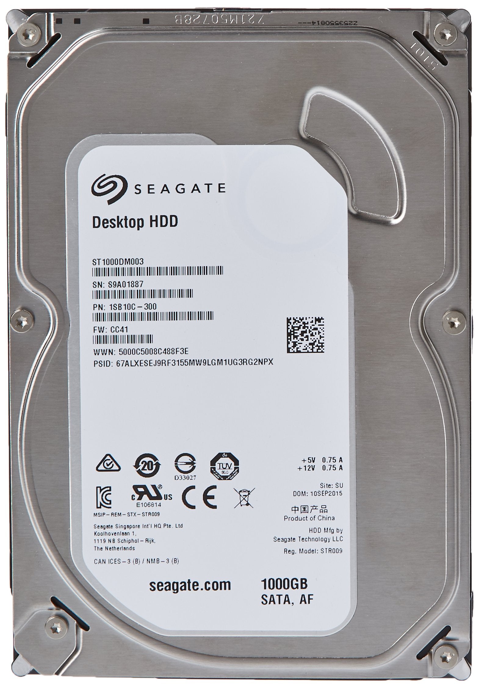 (Old Model) Seagate 1Tb Desktop Hdd Sata 6Gb/S 64Mb Cache 3.5 Inch Internal Bare Drive (St1000Dm003)