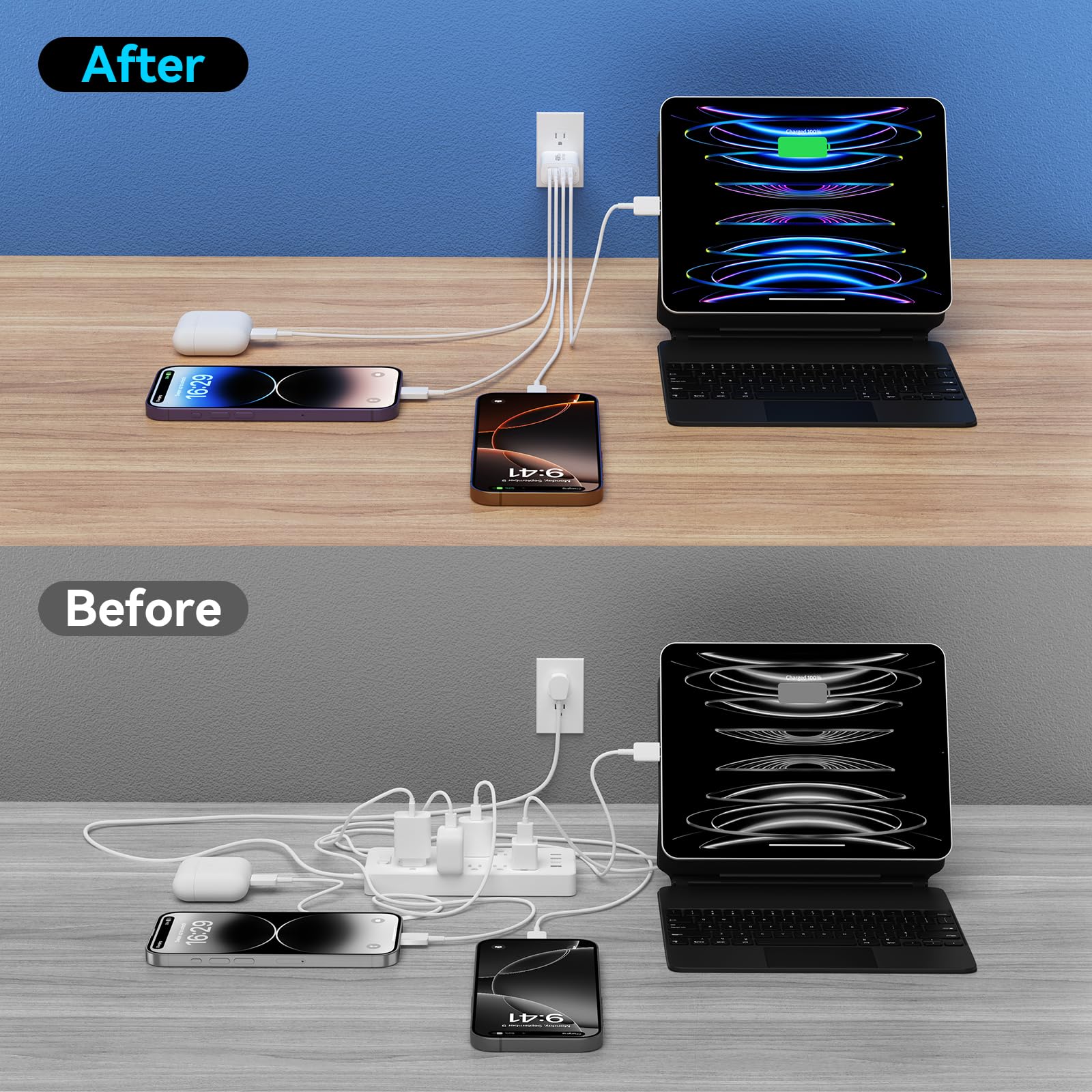 Ubearkk USB C Charger Block 2-Pack 40W 4 Ports Fast Charging White Plastic Model FC181