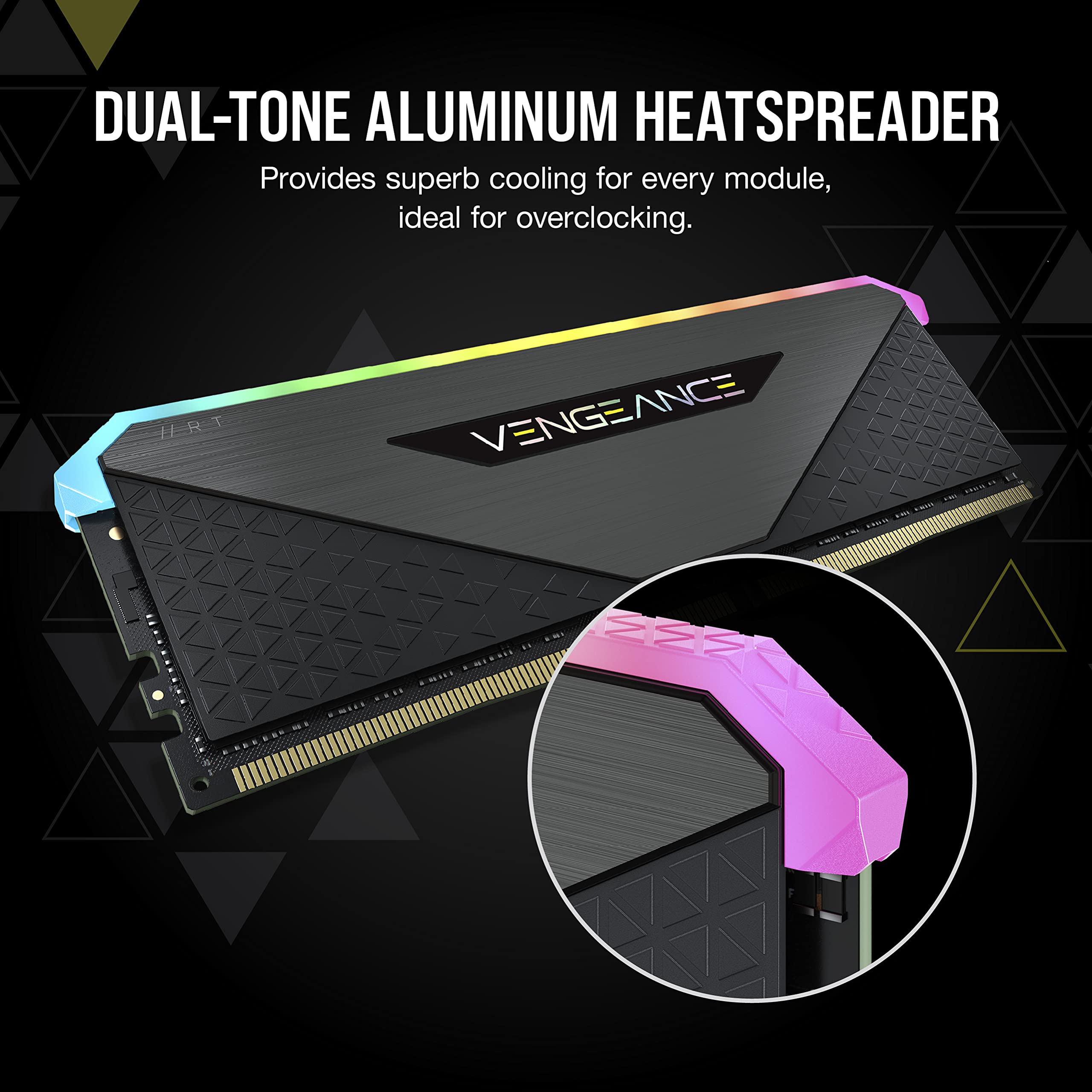 Corsair Vengeance Rgb Rt 32Gb (2X16Gb) Ddr4 3600 (Pc4-28800) C16 1.35V Desktop Memory, Black