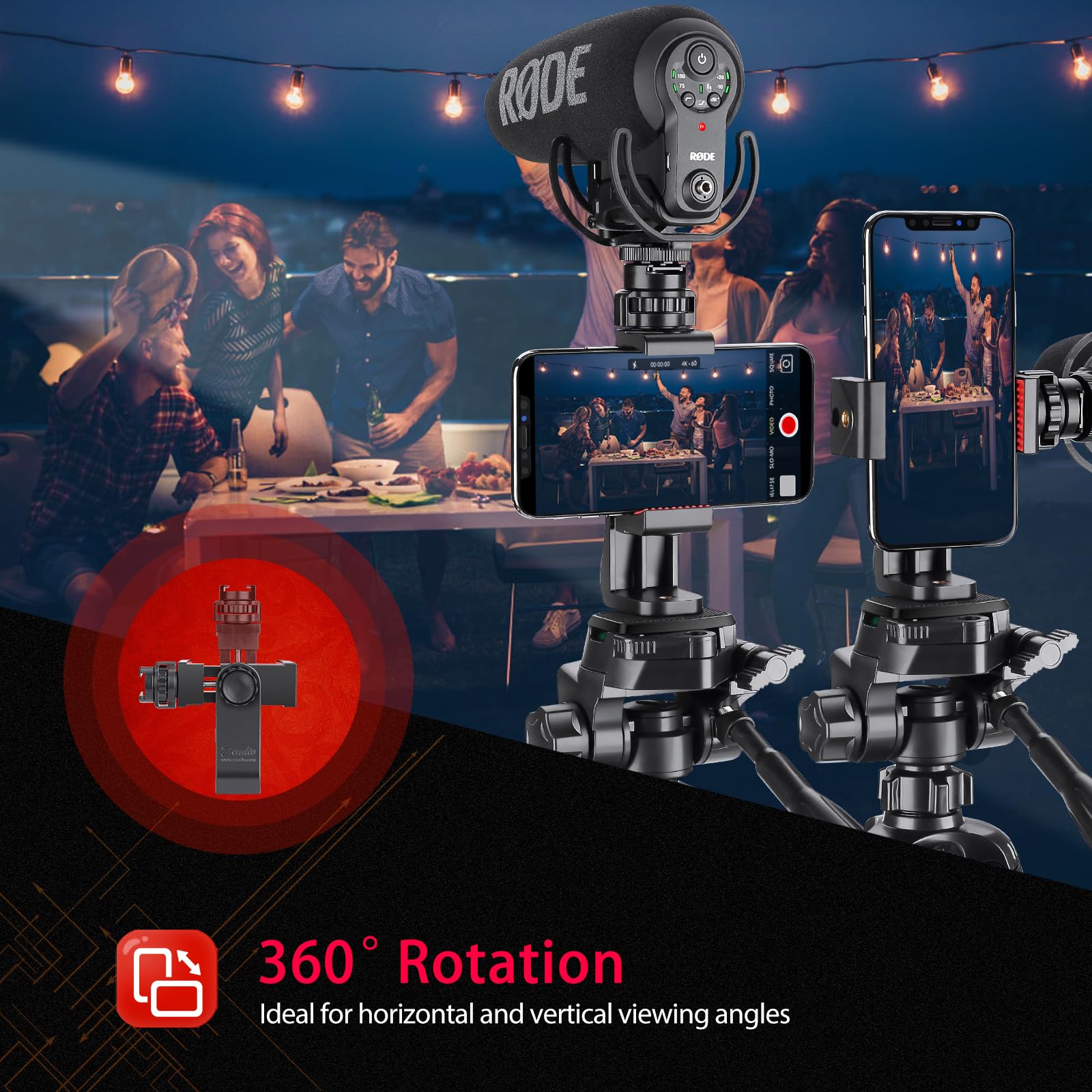 Zeadio Smartphone Stabilizer, Vlogging Hand Grip Video Holder Rig Handle Travel Selfie Stick With Clamp Mount And Wireless Remot