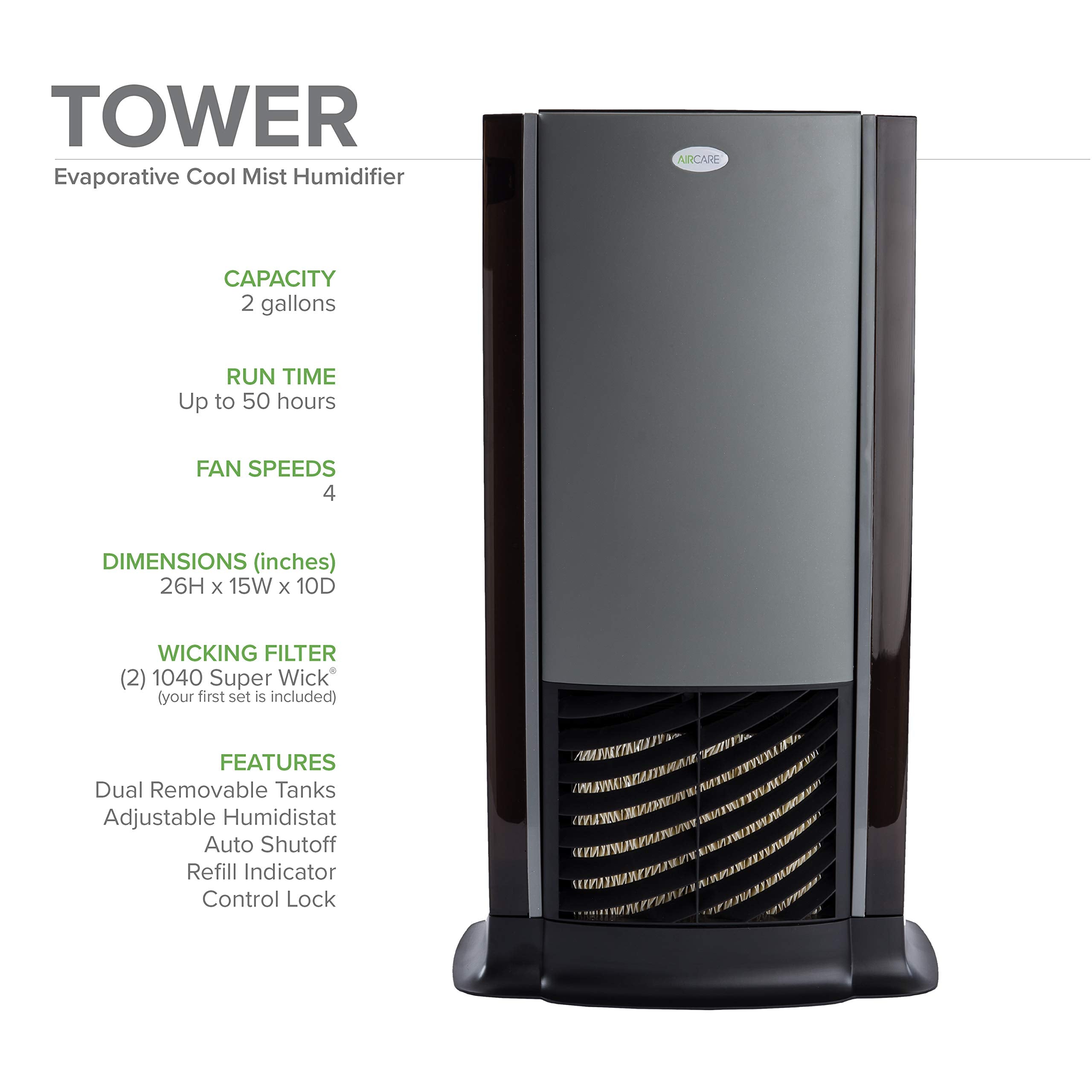 Aircare D Series Small Home/Large Room Humidifier (1,200 Sq Ft, Black)