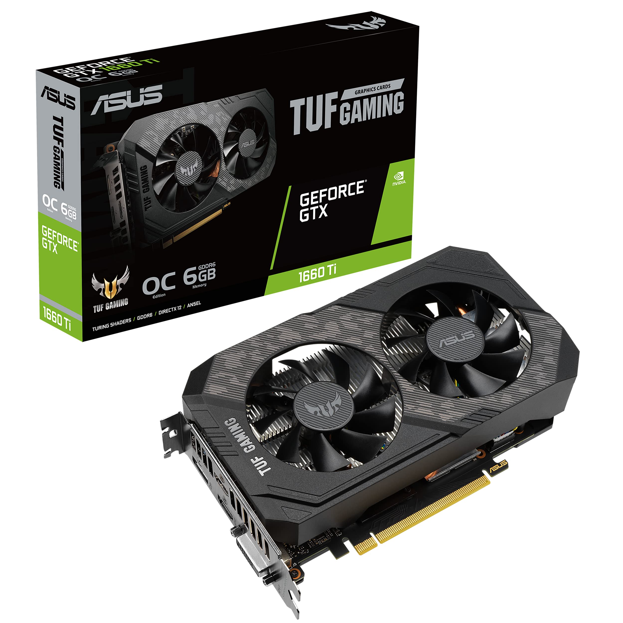 ASUS TUF Gaming NVIDIA GeForce GTX 1660 Ti EVO OC Edition Graphics Card (PCIe 3.0, 6GB GDDR6, HDMI 2.0b, DisplayPort 1.4, Space