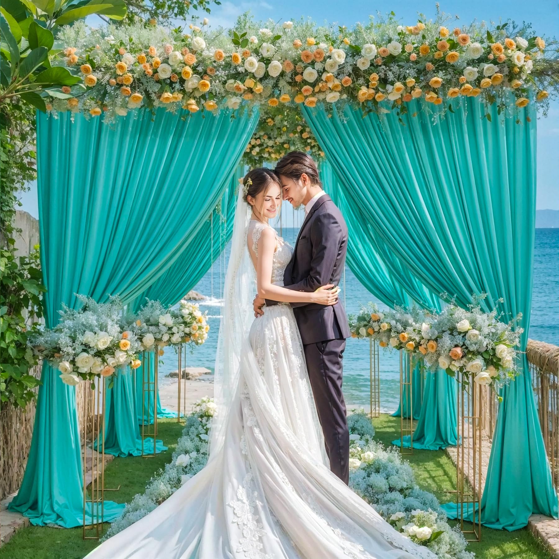 10X10 Turquoise Backdrop Curtain For Parties Wrinkle Free Photo Curtains Backdrop Drapes Fabric Decoration For Baby Shower Weddi